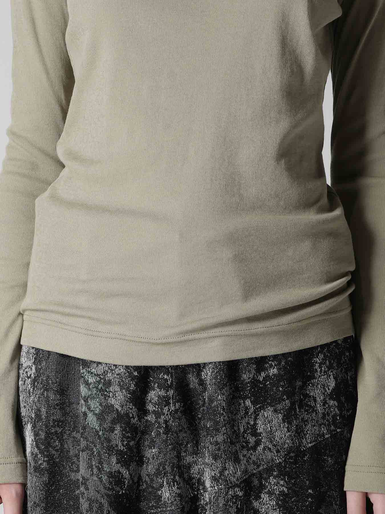 COTTON GAUZE FRAISE ROUND NECK LONG SLEEVE TEE