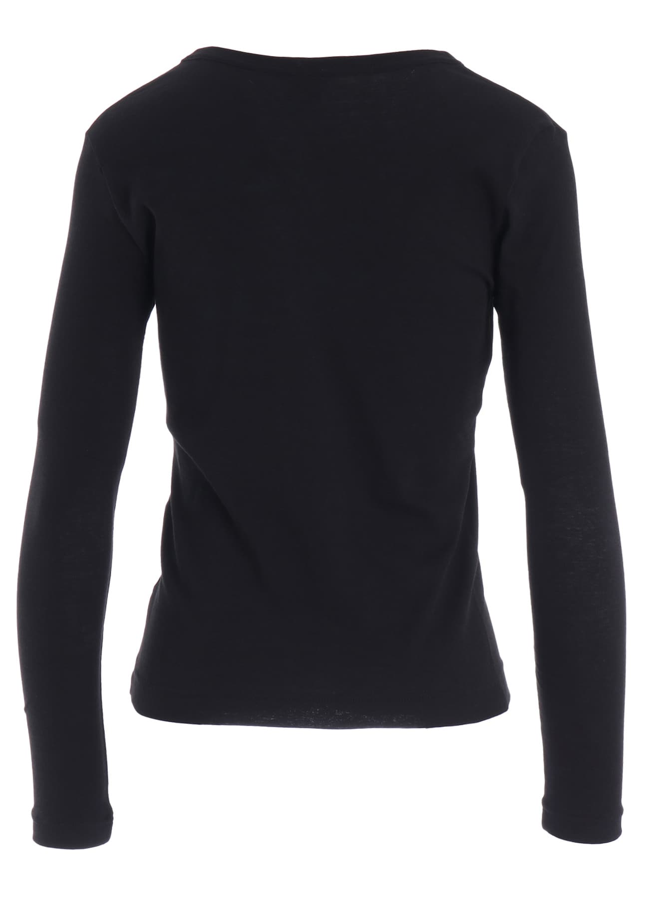 COTTON GAUZE FRAISE ROUND NECK LONG SLEEVE TEE