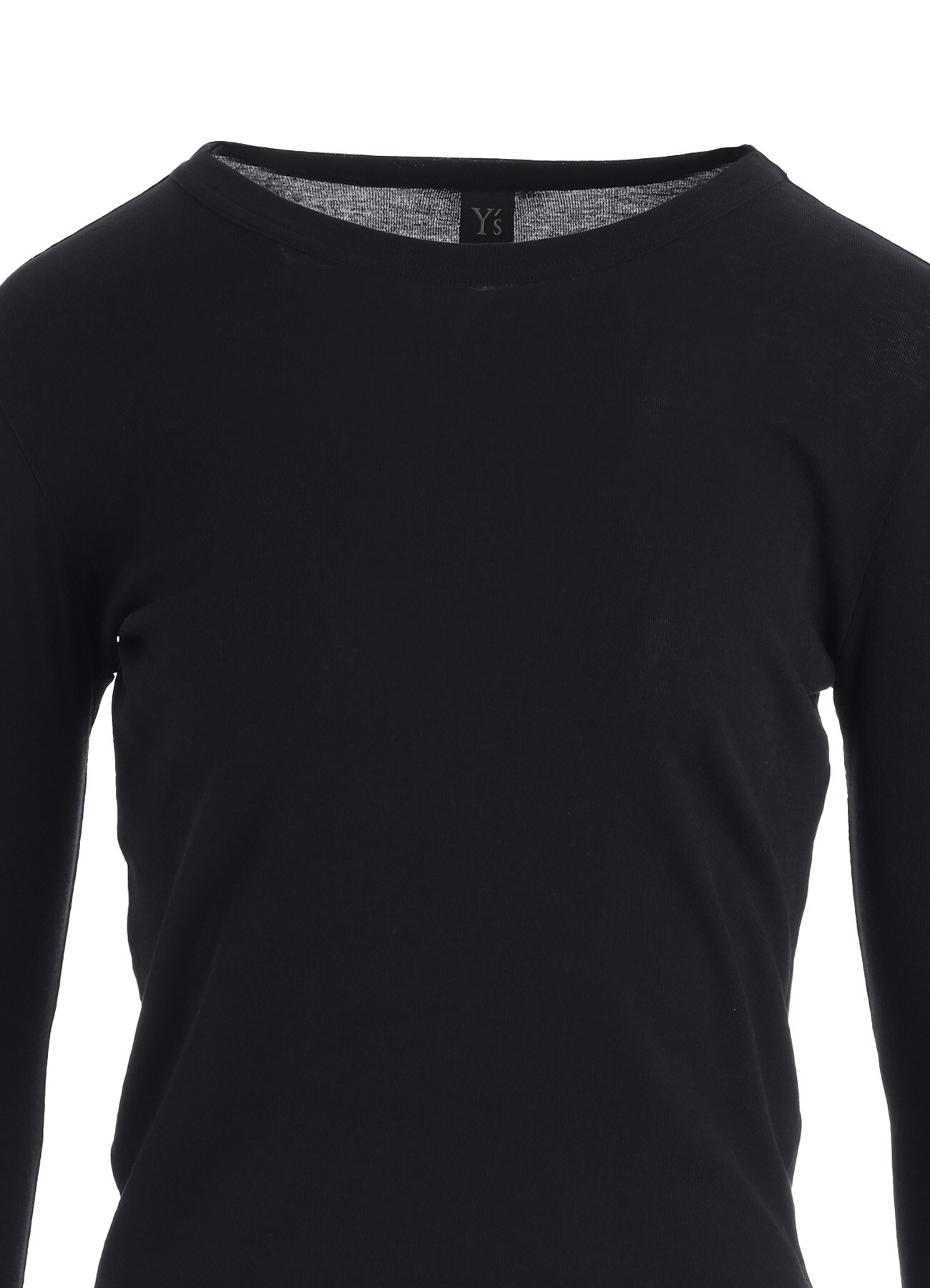 COTTON GAUZE FRAISE ROUND NECK LONG SLEEVE TEE