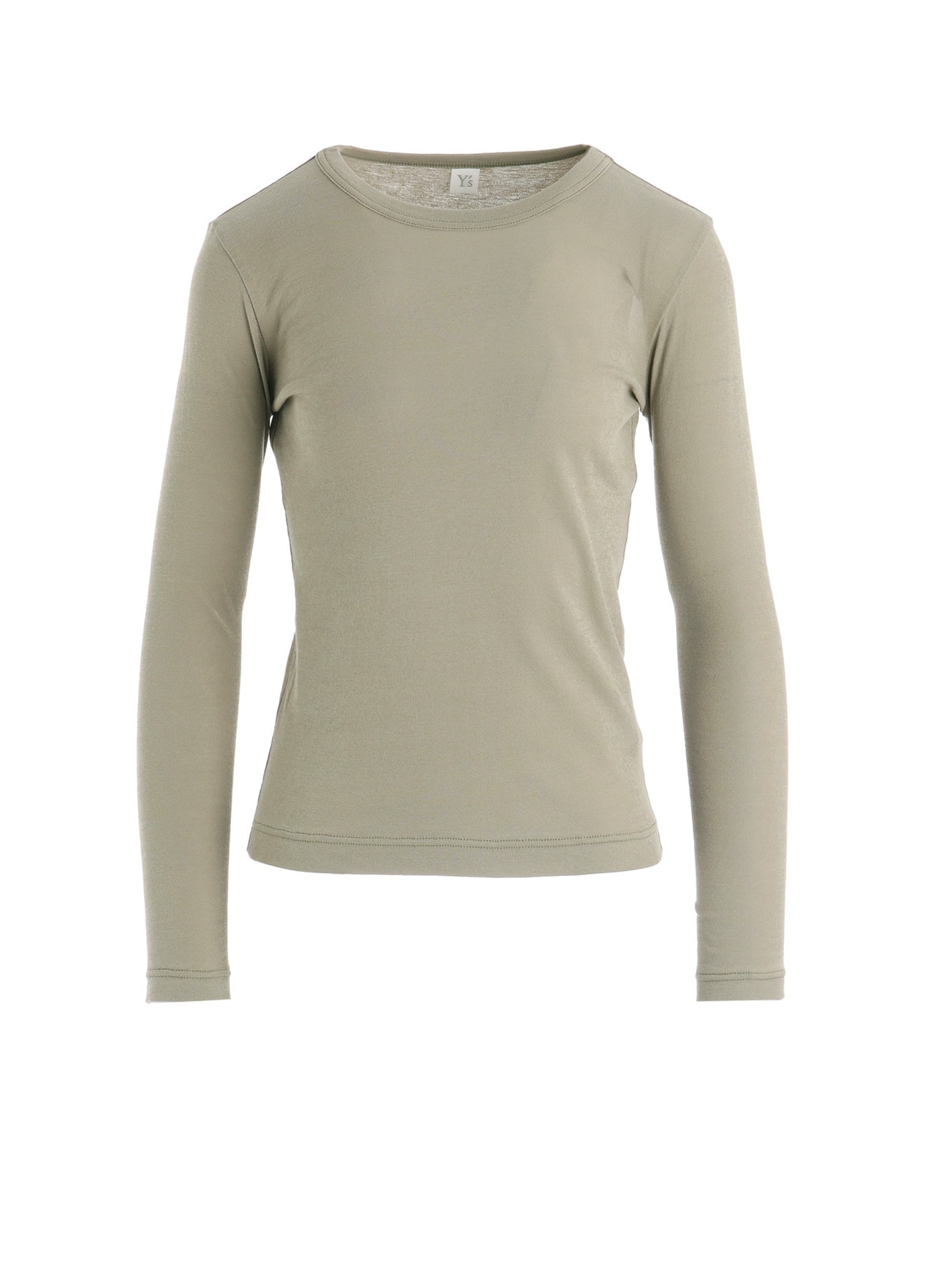 COTTON GAUZE FRAISE ROUND NECK LONG SLEEVE TEE