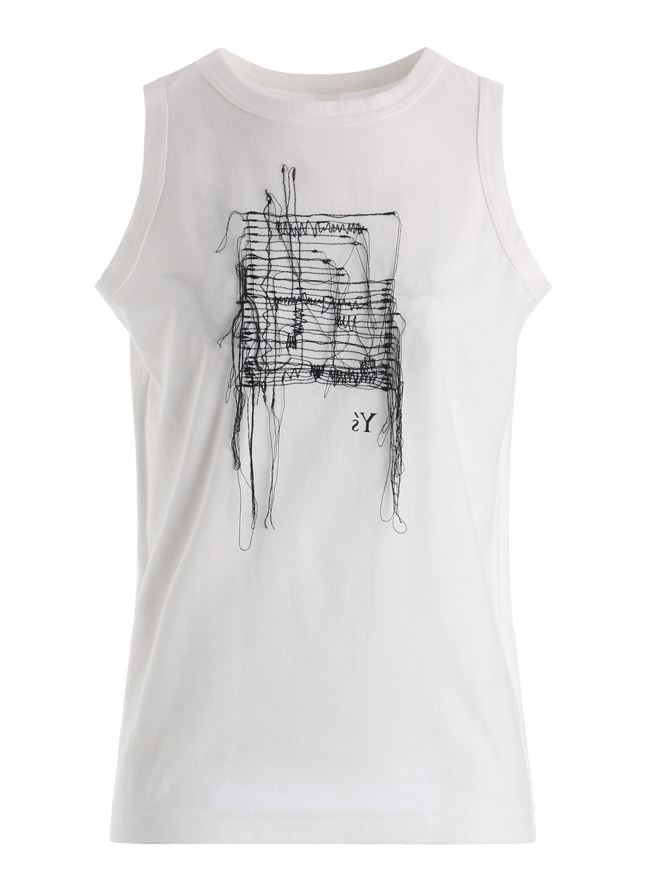 RANDOM STITCH EMBROIDERY SLEEVELESS TEE