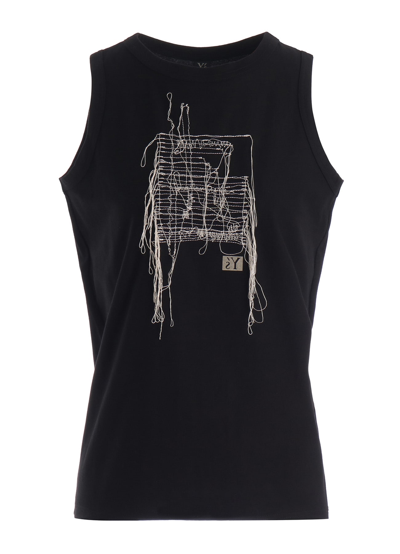 RANDOM STITCH EMBROIDERY SLEEVELESS TEE