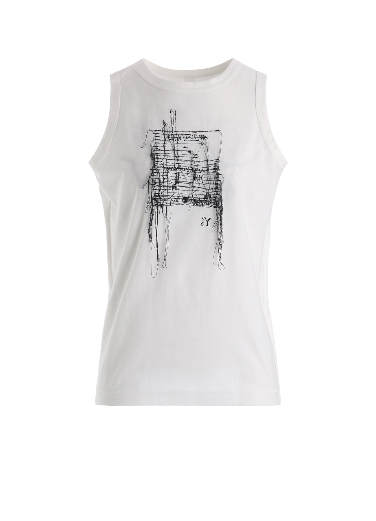 RANDOM STITCH EMBROIDERY SLEEVELESS TEE