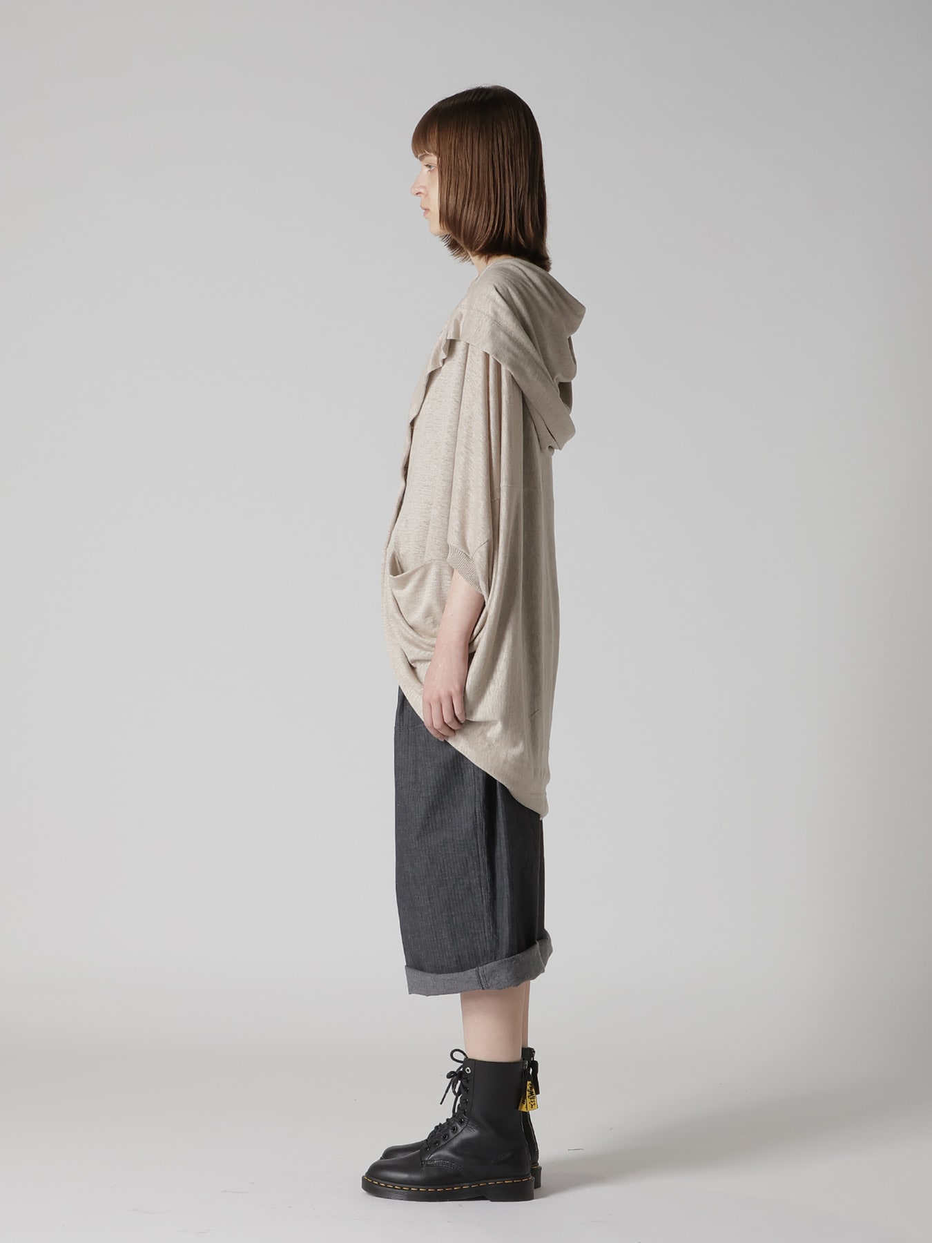 LINEN JERSEY LOOSE FIT POCKET CARDIGAN
