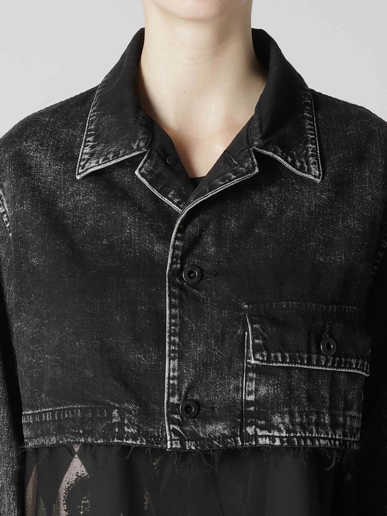 8OZ DENIM CHEMICAL WASH SHORT BLOUSON