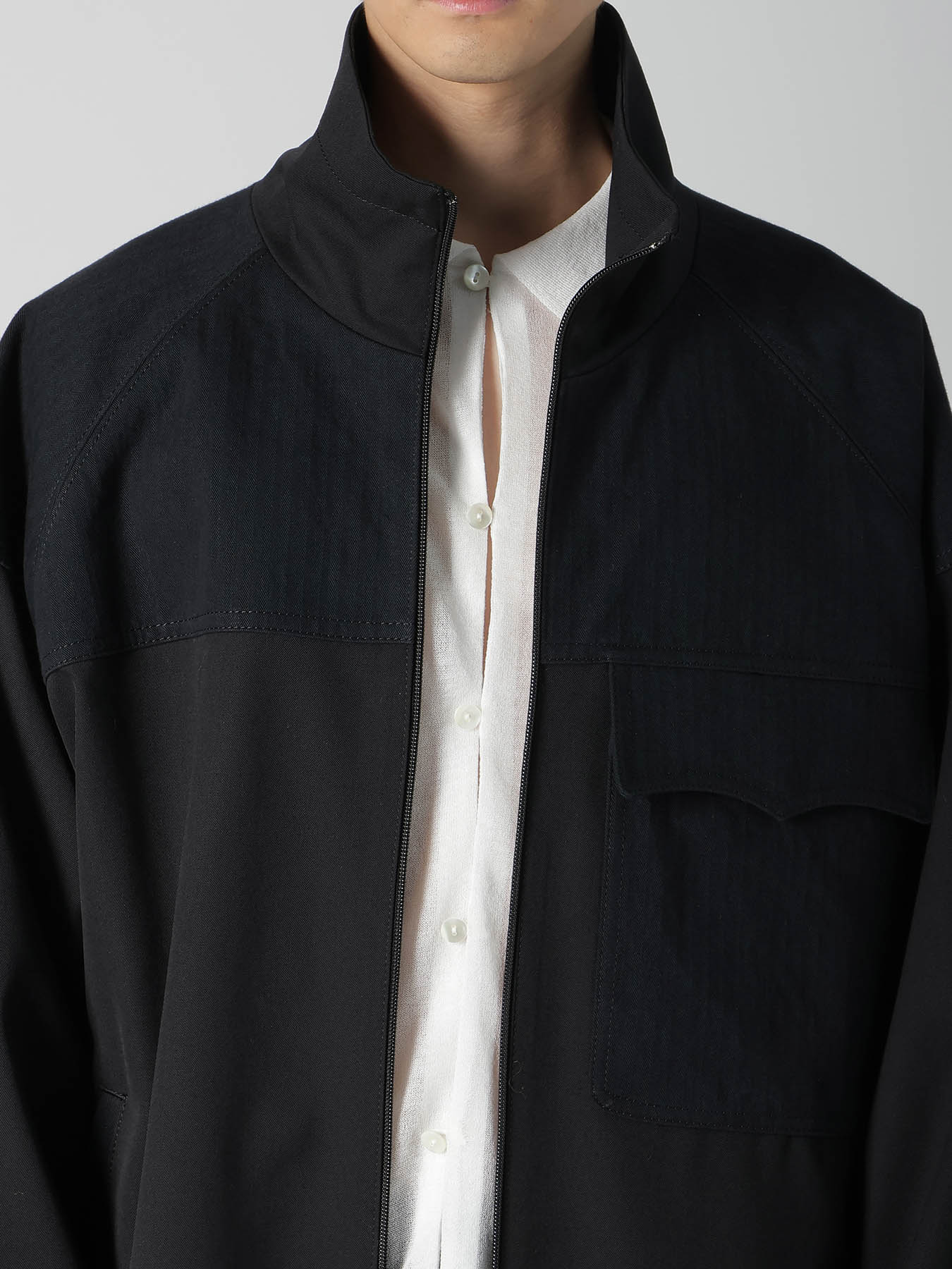 WOOL GABARDINE STAND COLLAR BLOUSON