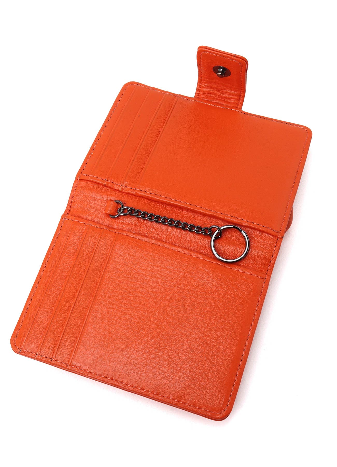 SEMI-GLOSSY LEATHER CARD CASE W/ METAL CLASP