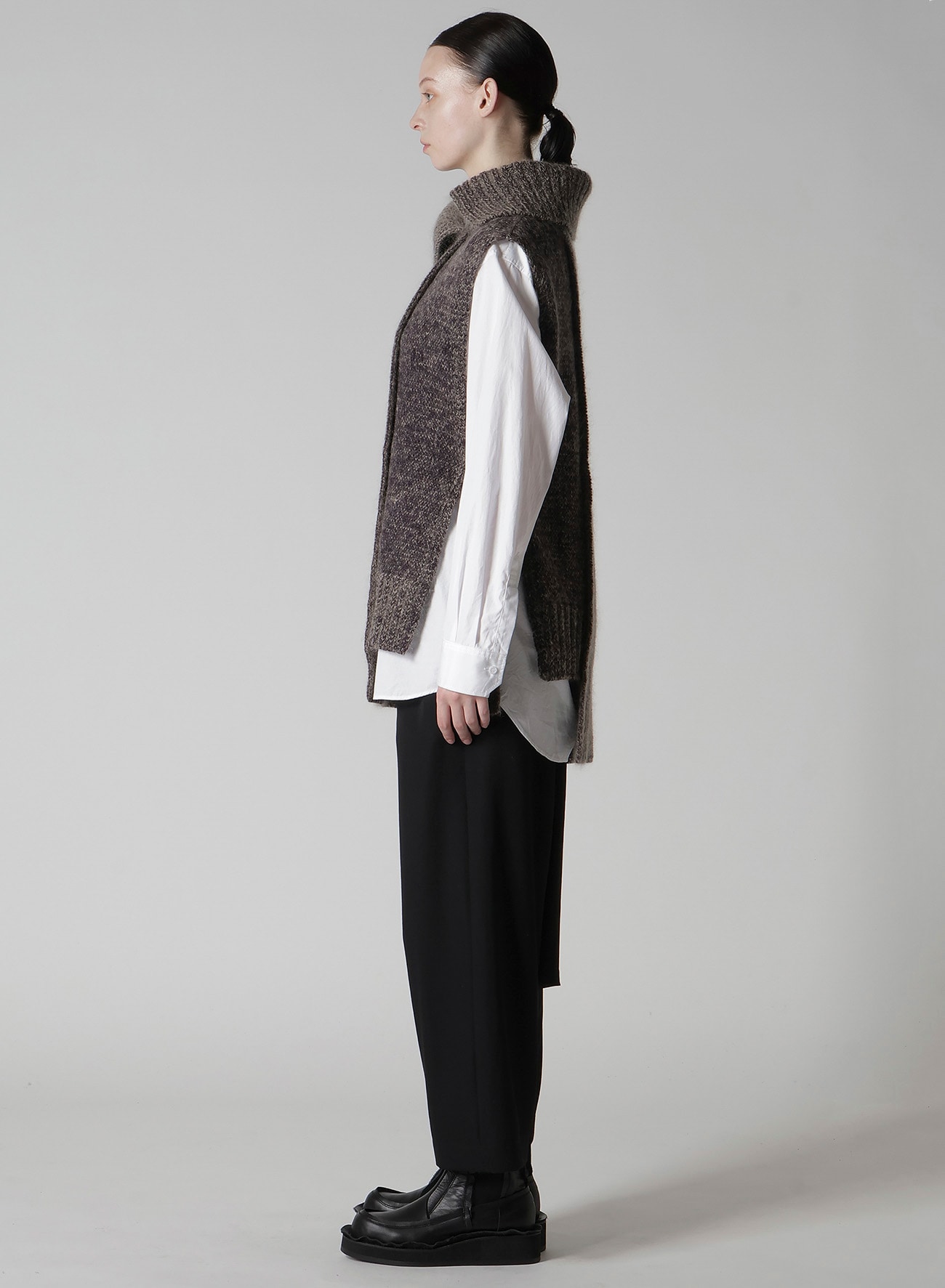 MOHAIR WOOL COMBINATION KNIT VEST