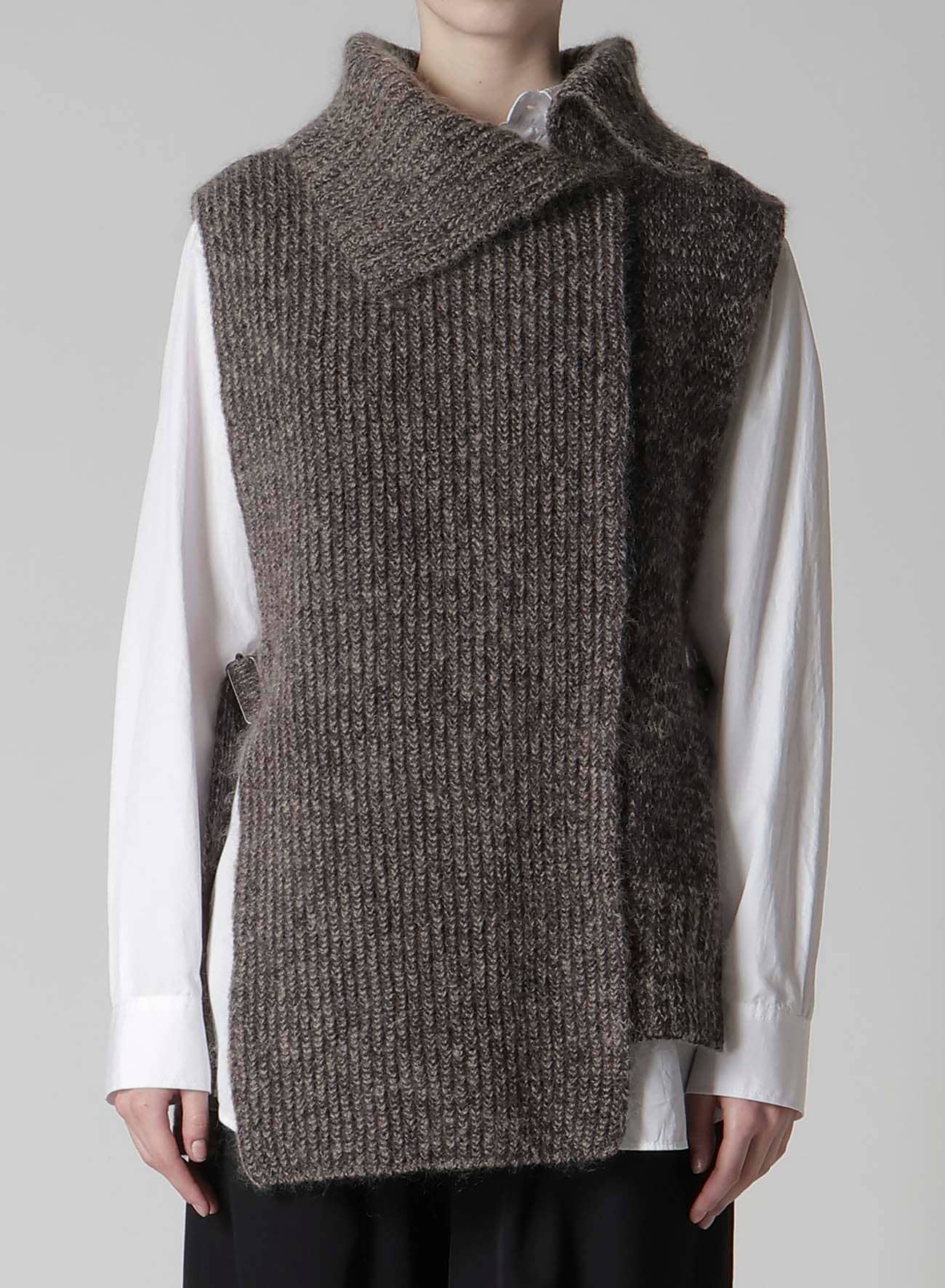 MOHAIR WOOL COMBINATION KNIT VEST