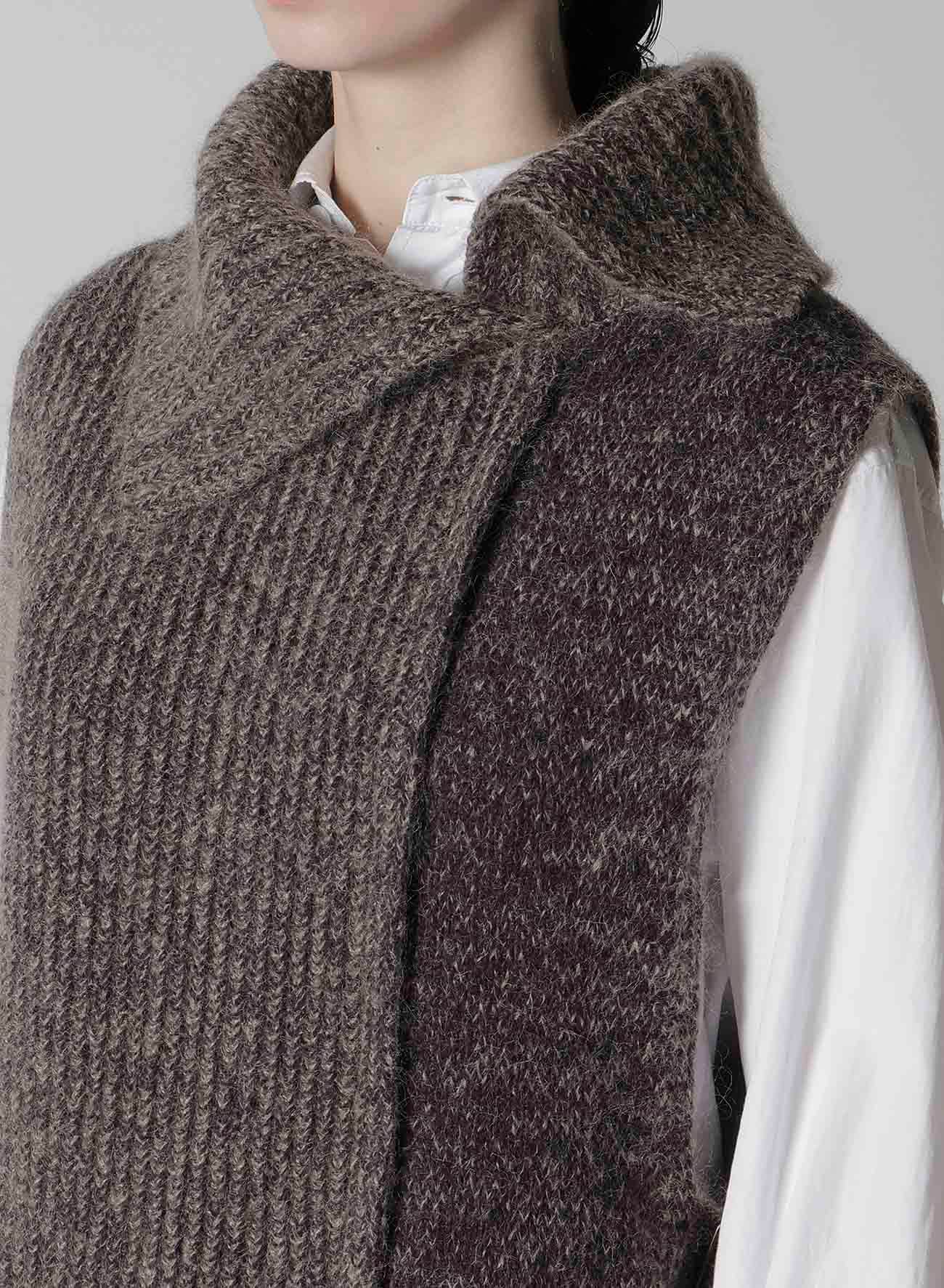 MOHAIR WOOL COMBINATION KNIT VEST