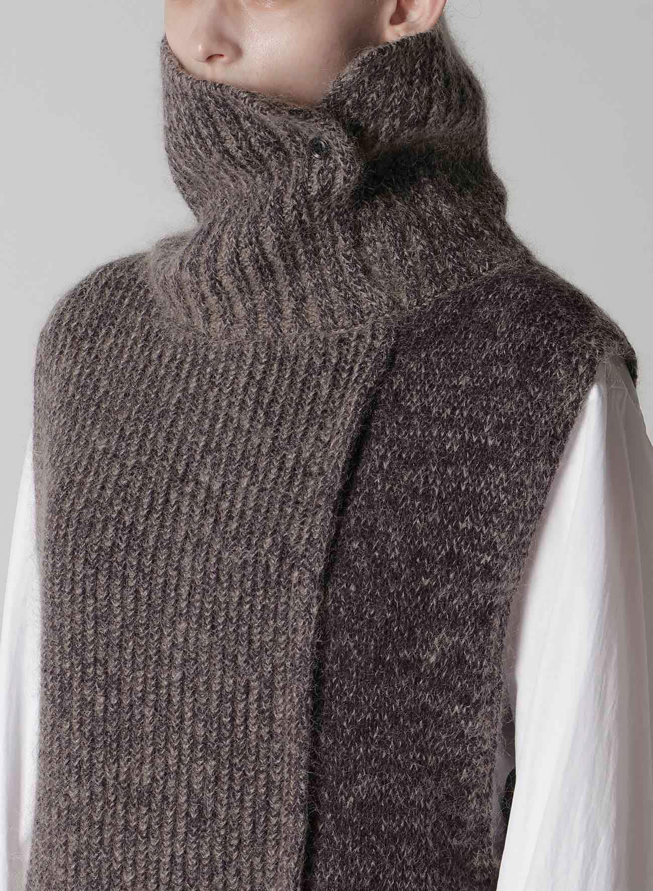 MOHAIR WOOL COMBINATION KNIT VEST