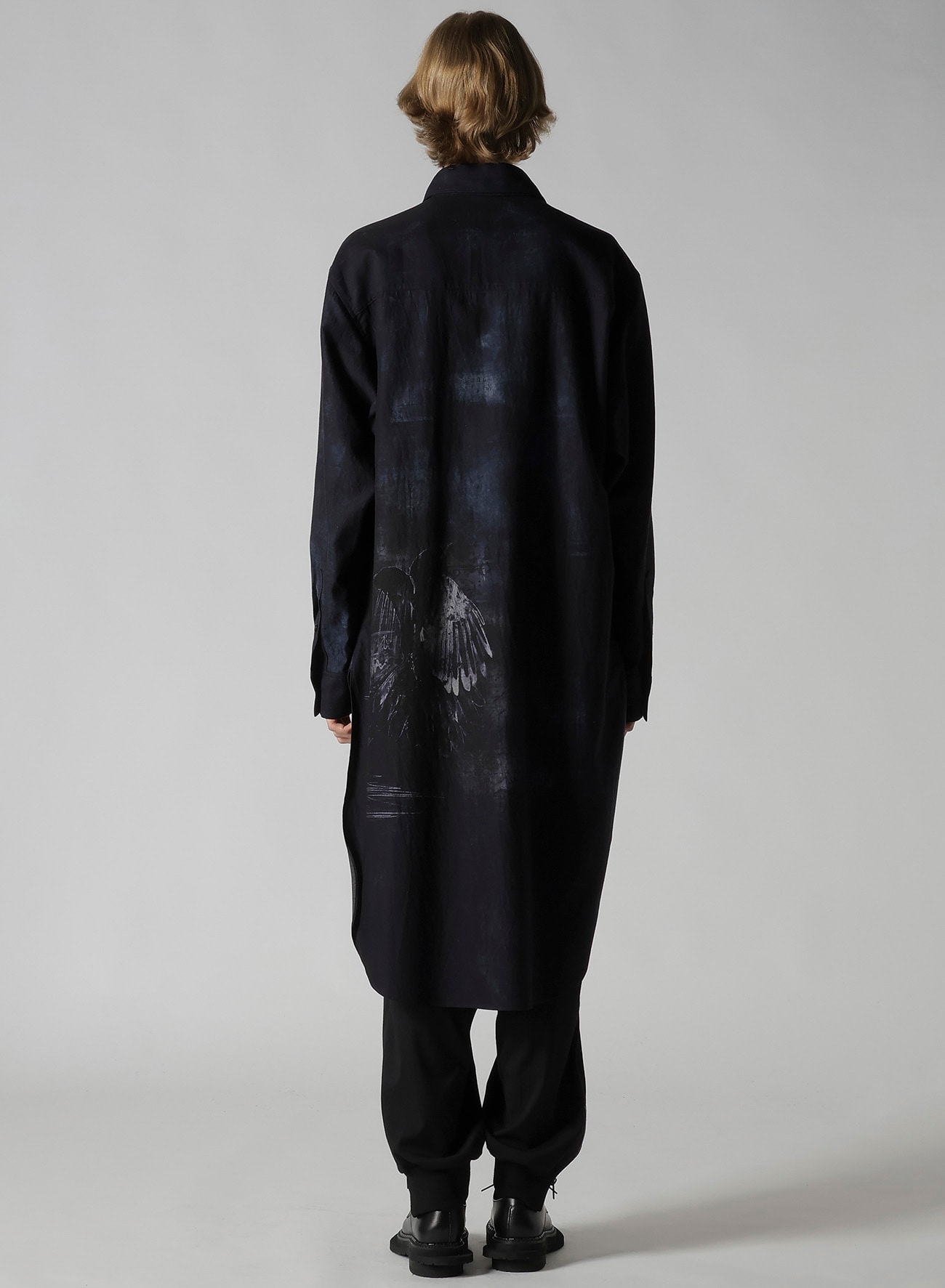 BIRD PRINT DENIM DOUBLE FRONT SHIRT
