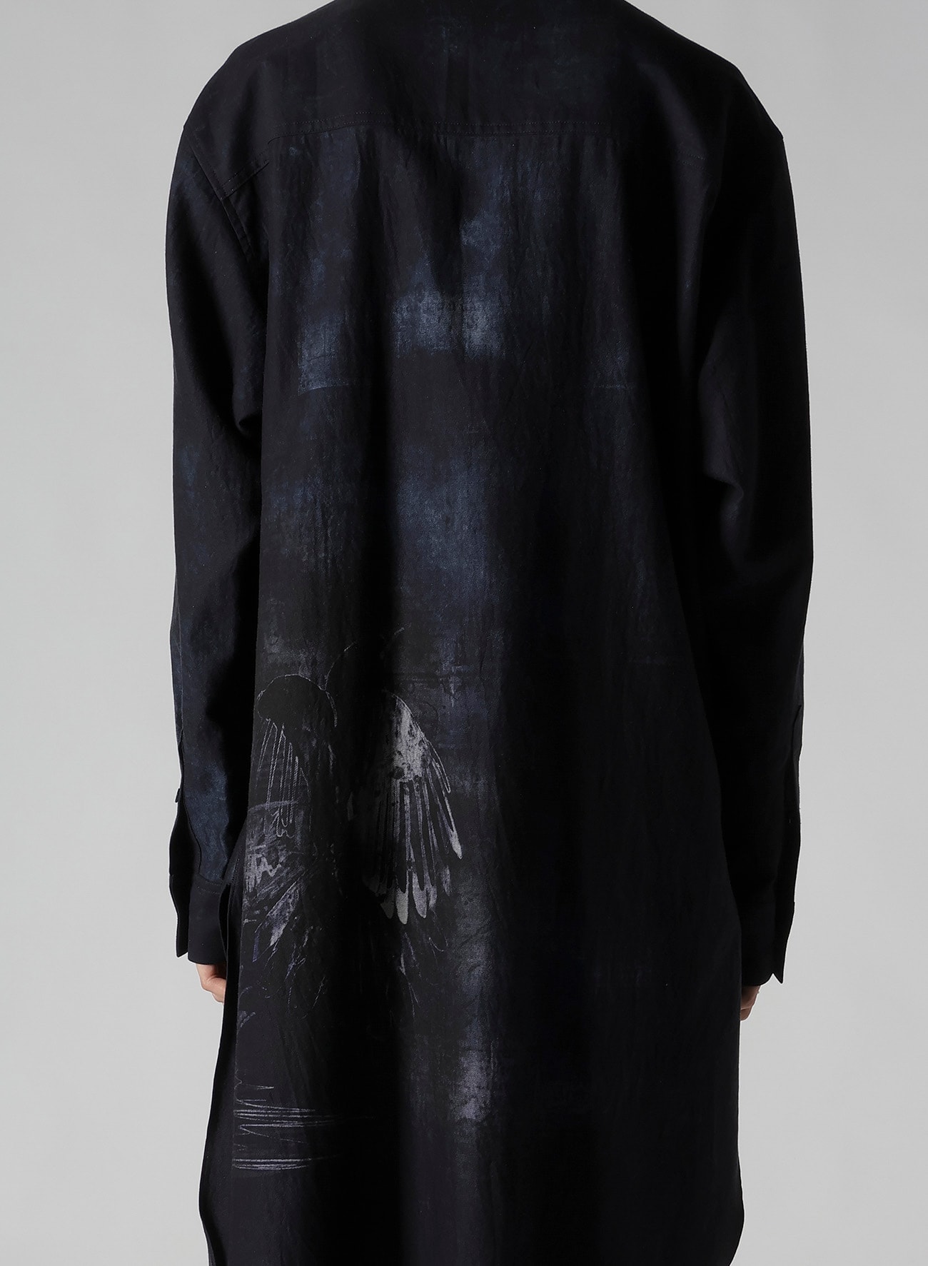 BIRD PRINT DENIM DOUBLE FRONT SHIRT