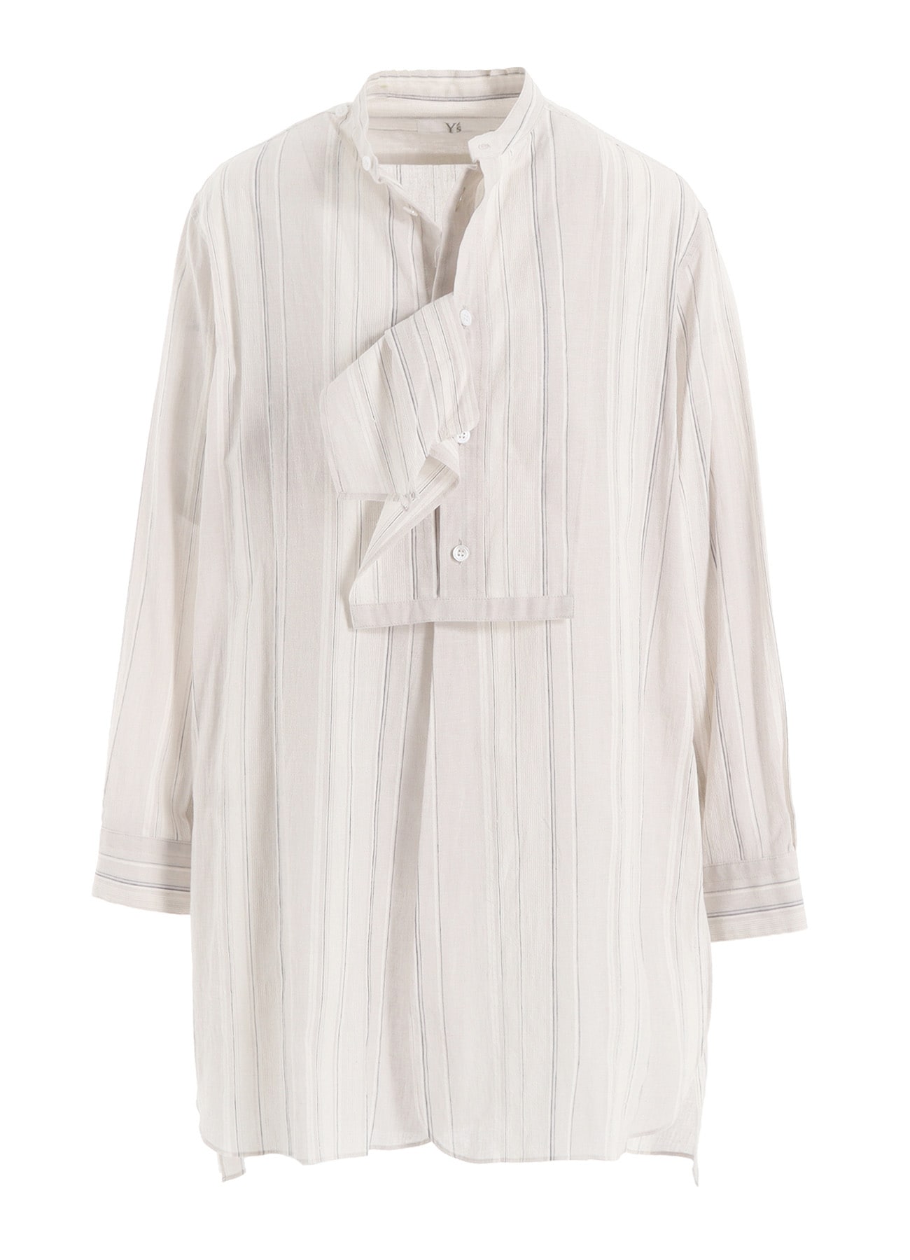 STRIPE SHRINK-FINISH FRONT CLOTH BLOUSE