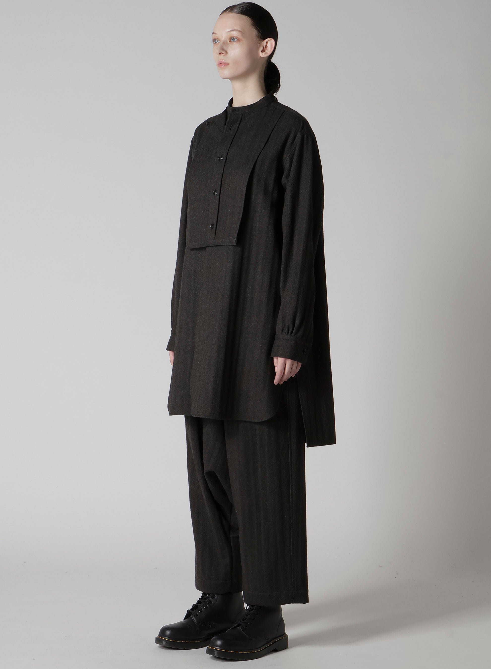 W/NY HERRINGBONE FRONT CLOTH BLOUSE