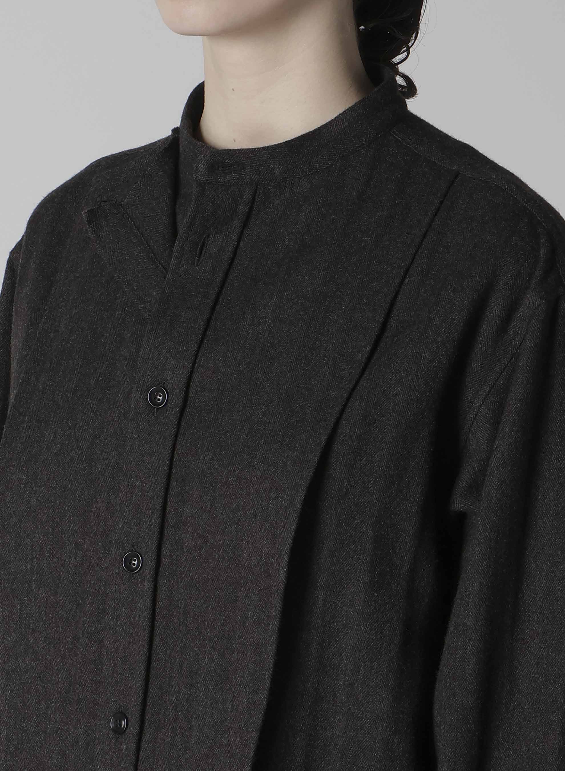 W/NY HERRINGBONE FRONT CLOTH BLOUSE