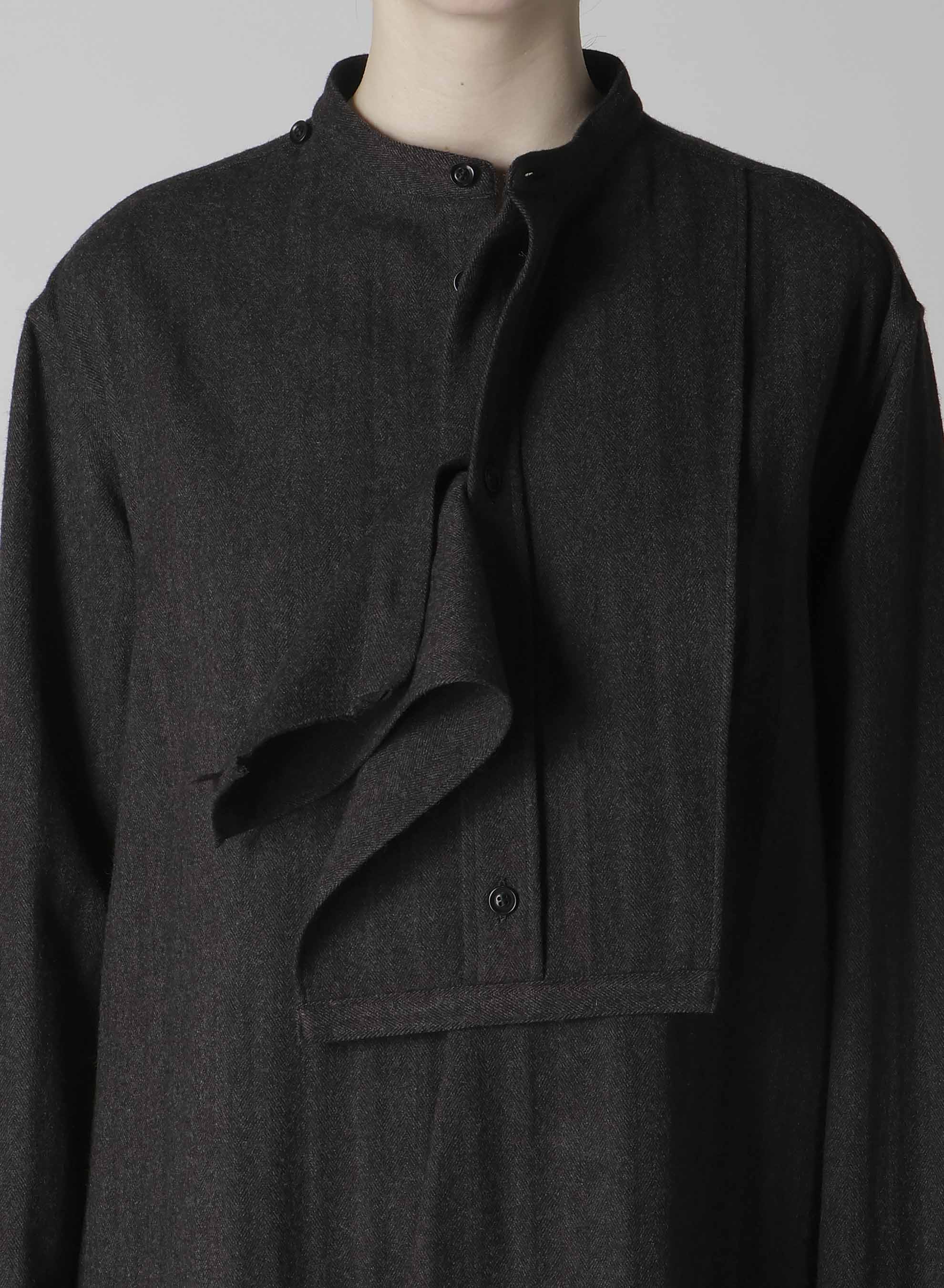 W/NY HERRINGBONE FRONT CLOTH BLOUSE