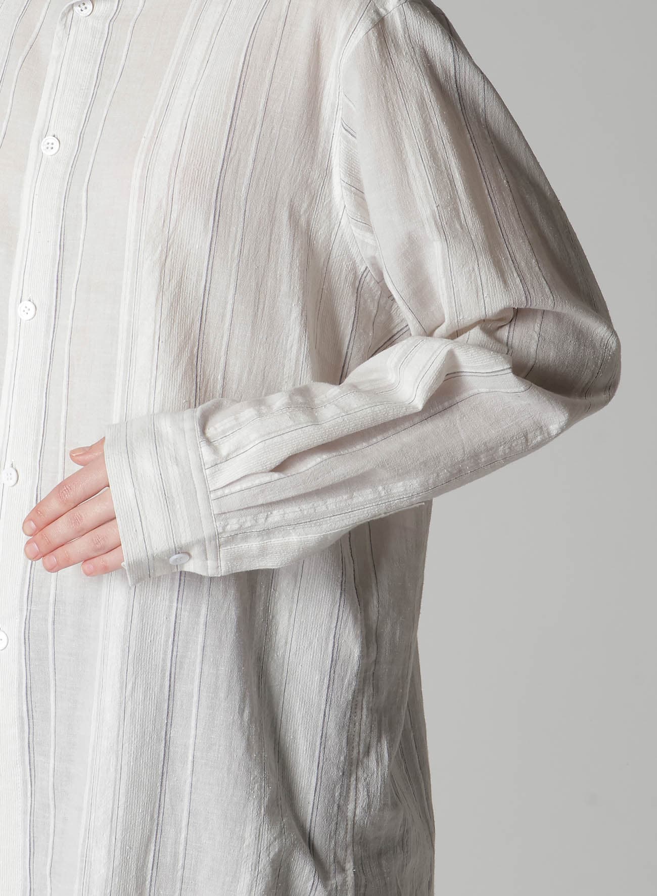 STRIPE SHRINK-FINISH SAILOR COLLAR BLOUSE