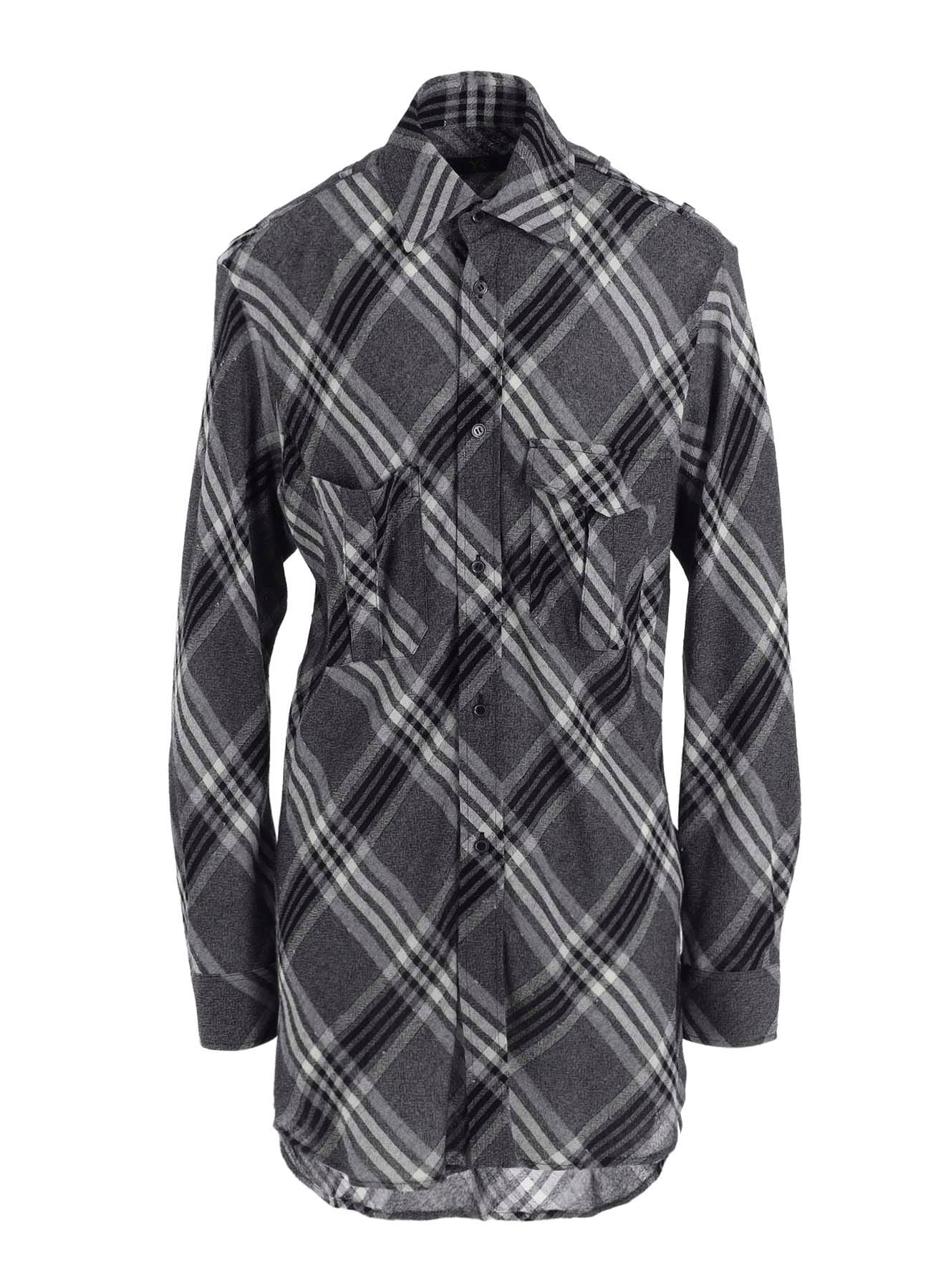 GAUZE PLAID SHOULDER LOOP BLOUSE