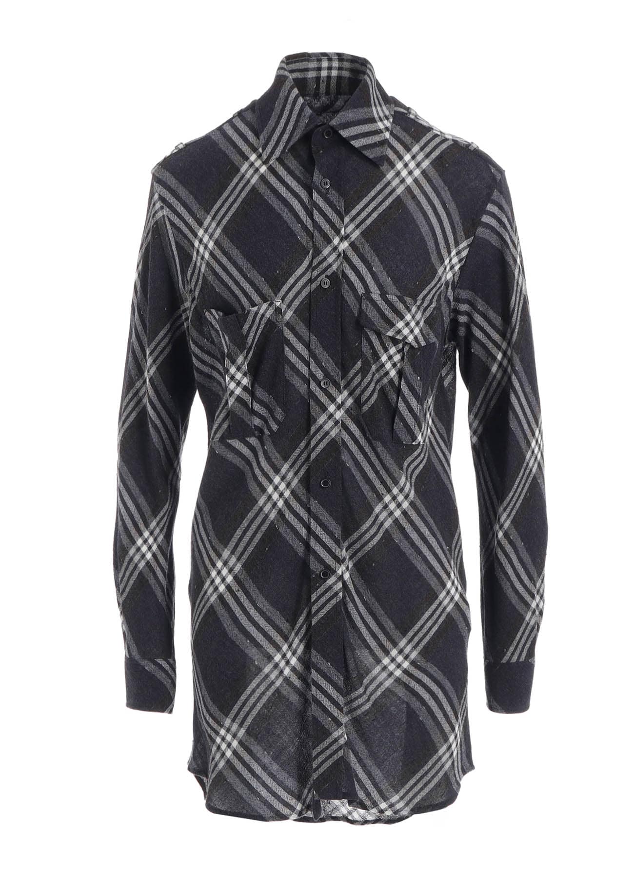 GAUZE PLAID SHOULDER LOOP BLOUSE