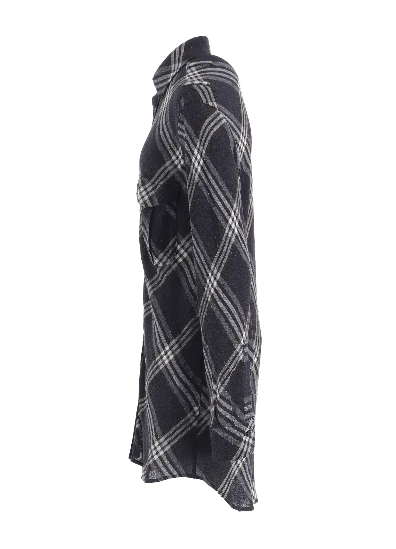 GAUZE PLAID SHOULDER LOOP BLOUSE