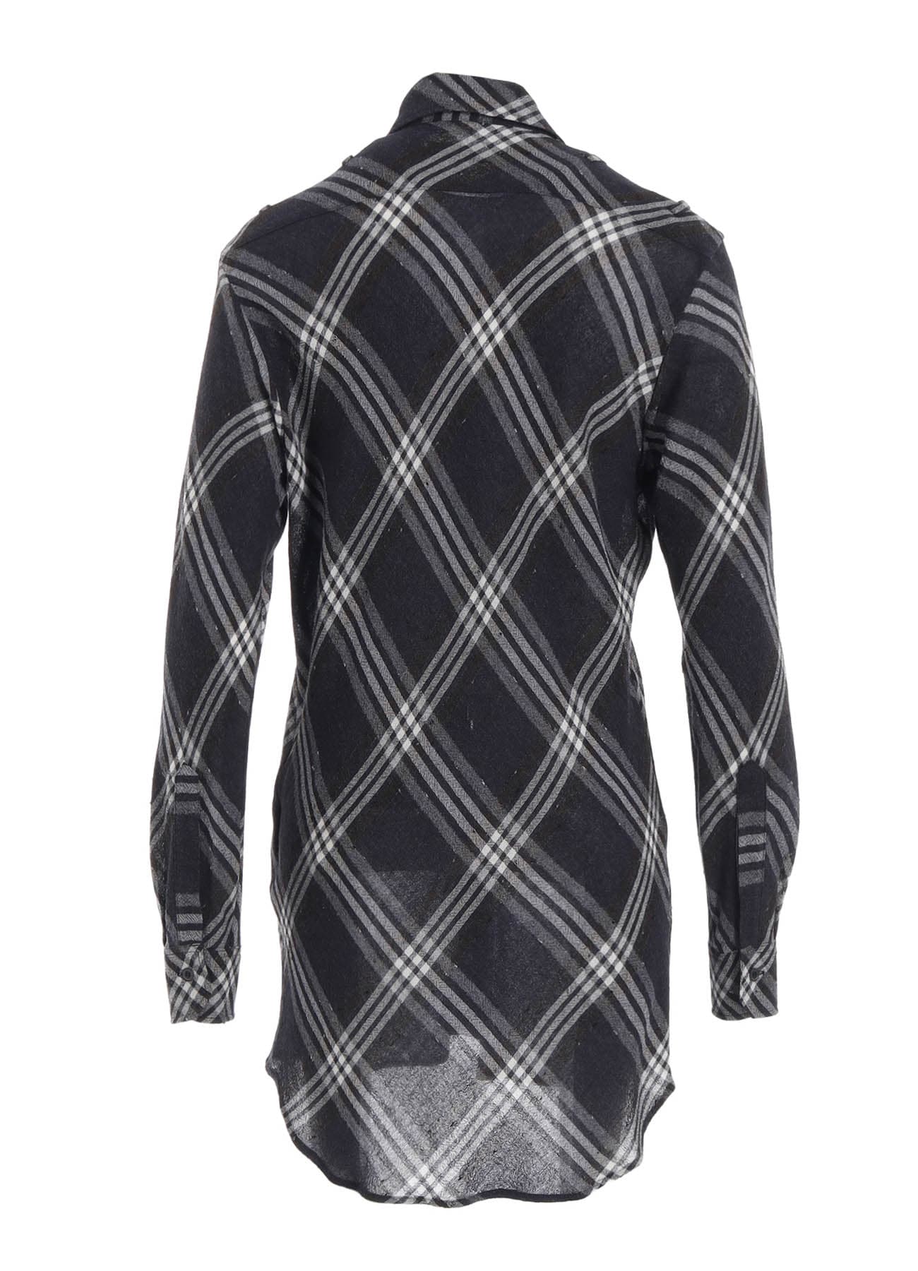 GAUZE PLAID SHOULDER LOOP BLOUSE