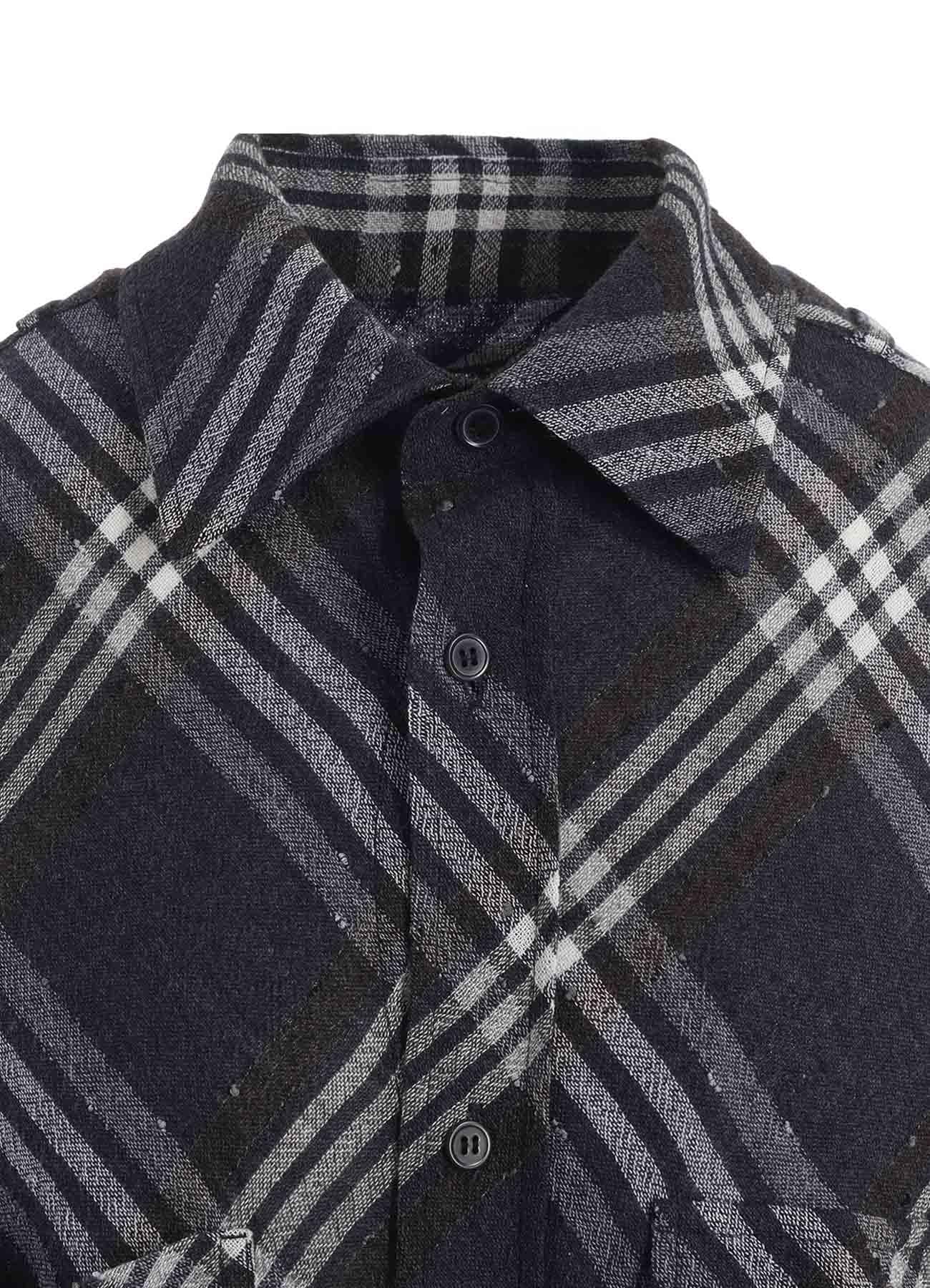 GAUZE PLAID SHOULDER LOOP BLOUSE