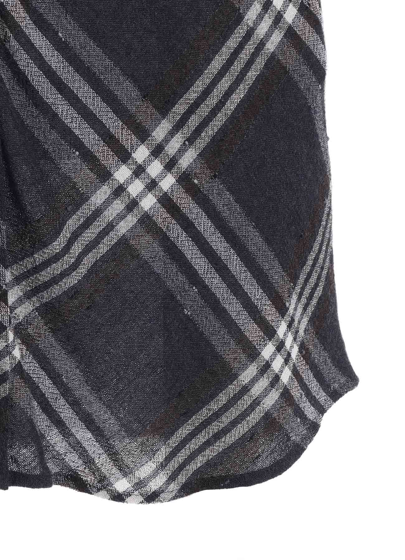 GAUZE PLAID SHOULDER LOOP BLOUSE