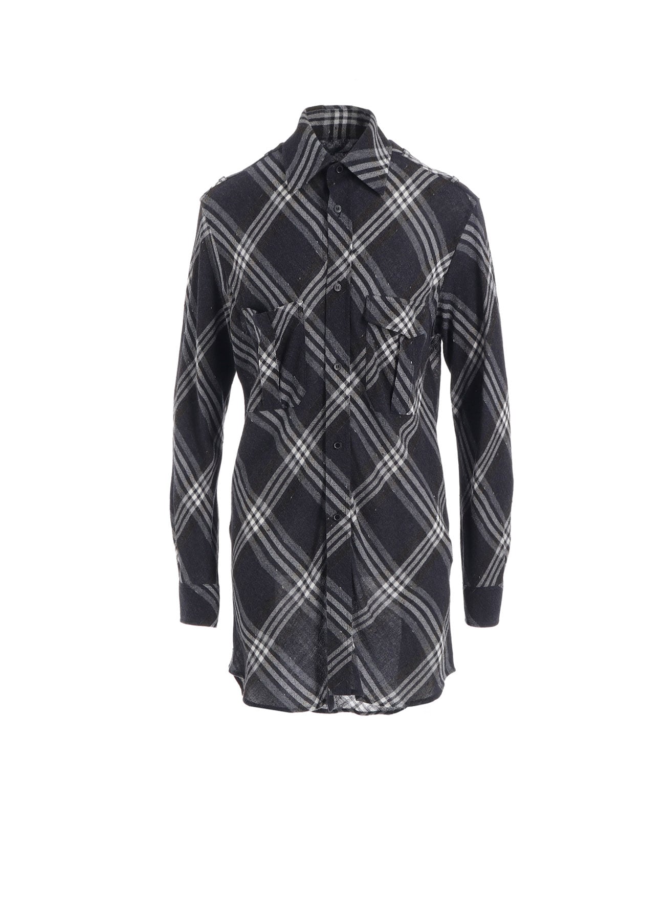 GAUZE PLAID SHOULDER LOOP BLOUSE