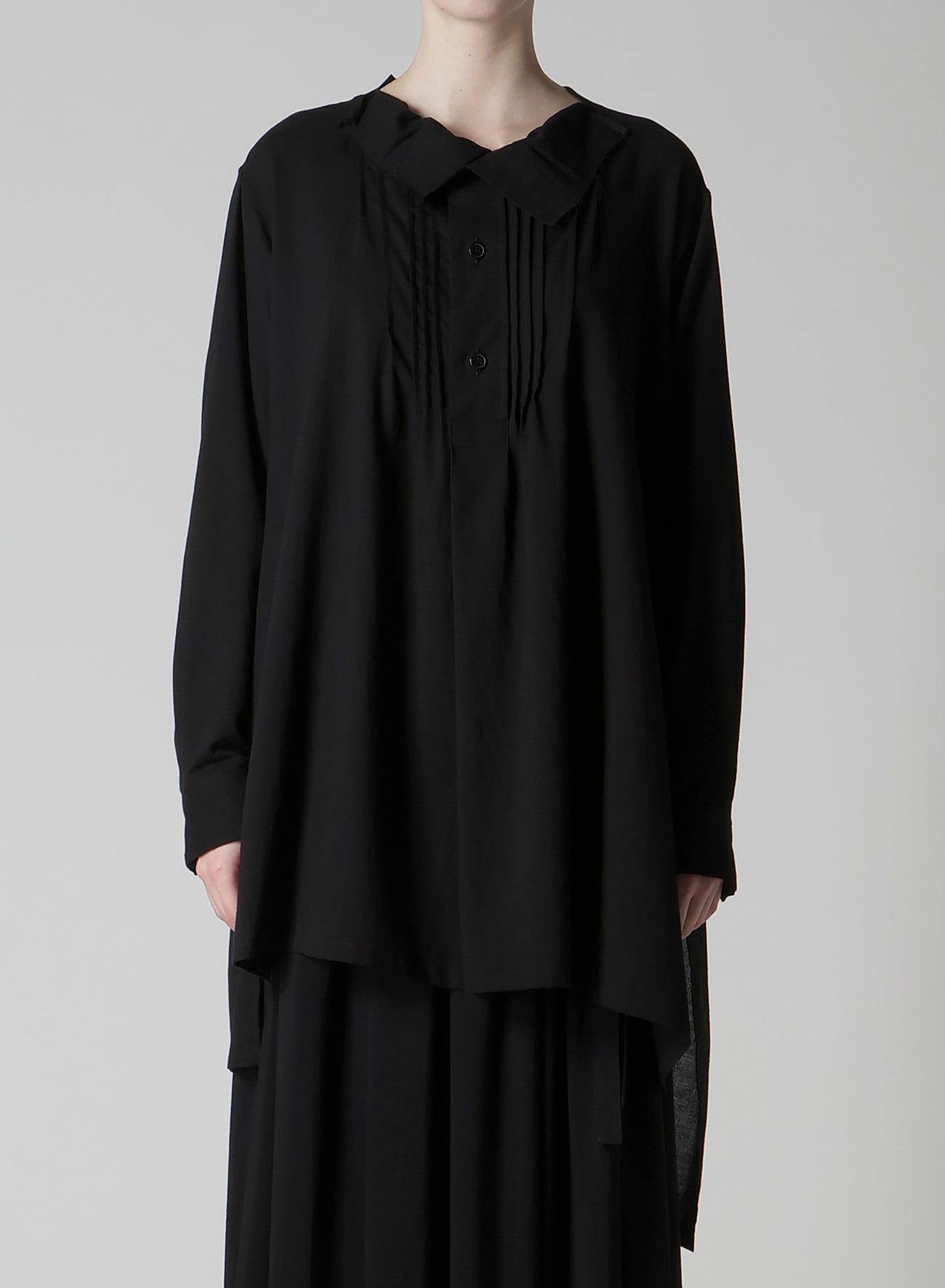 COTTON VIYELLA PINTUCK ASYMMETERIC BLOUSE
