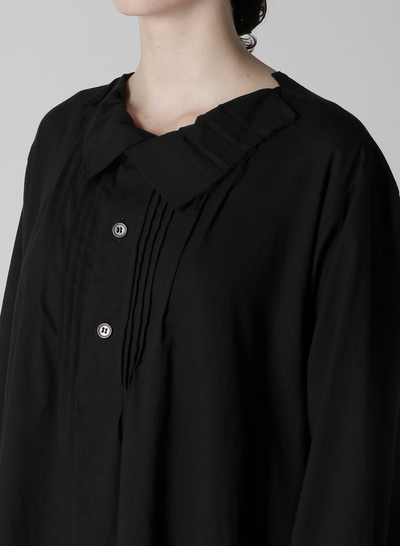 COTTON VIYELLA PINTUCK ASYMMETERIC BLOUSE