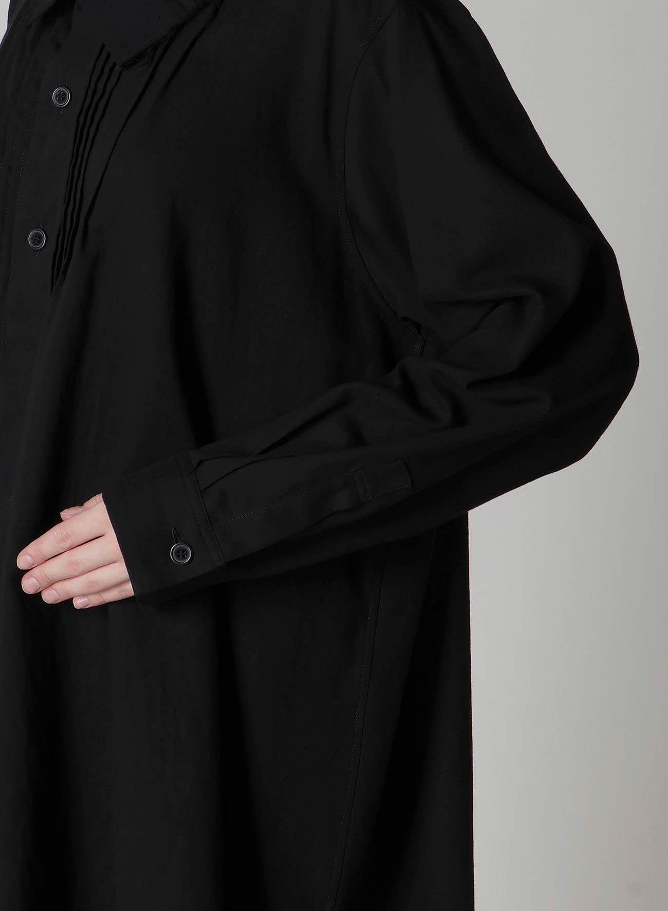 COTTON VIYELLA PINTUCK ASYMMETERIC BLOUSE