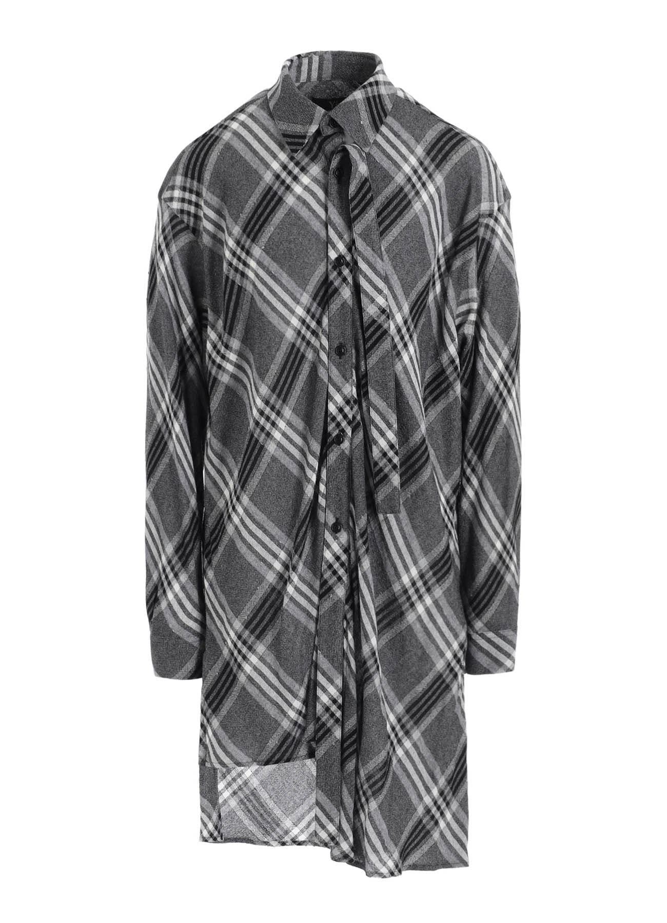 GAUZE PLAID HANGING PLACKET BLOUSE