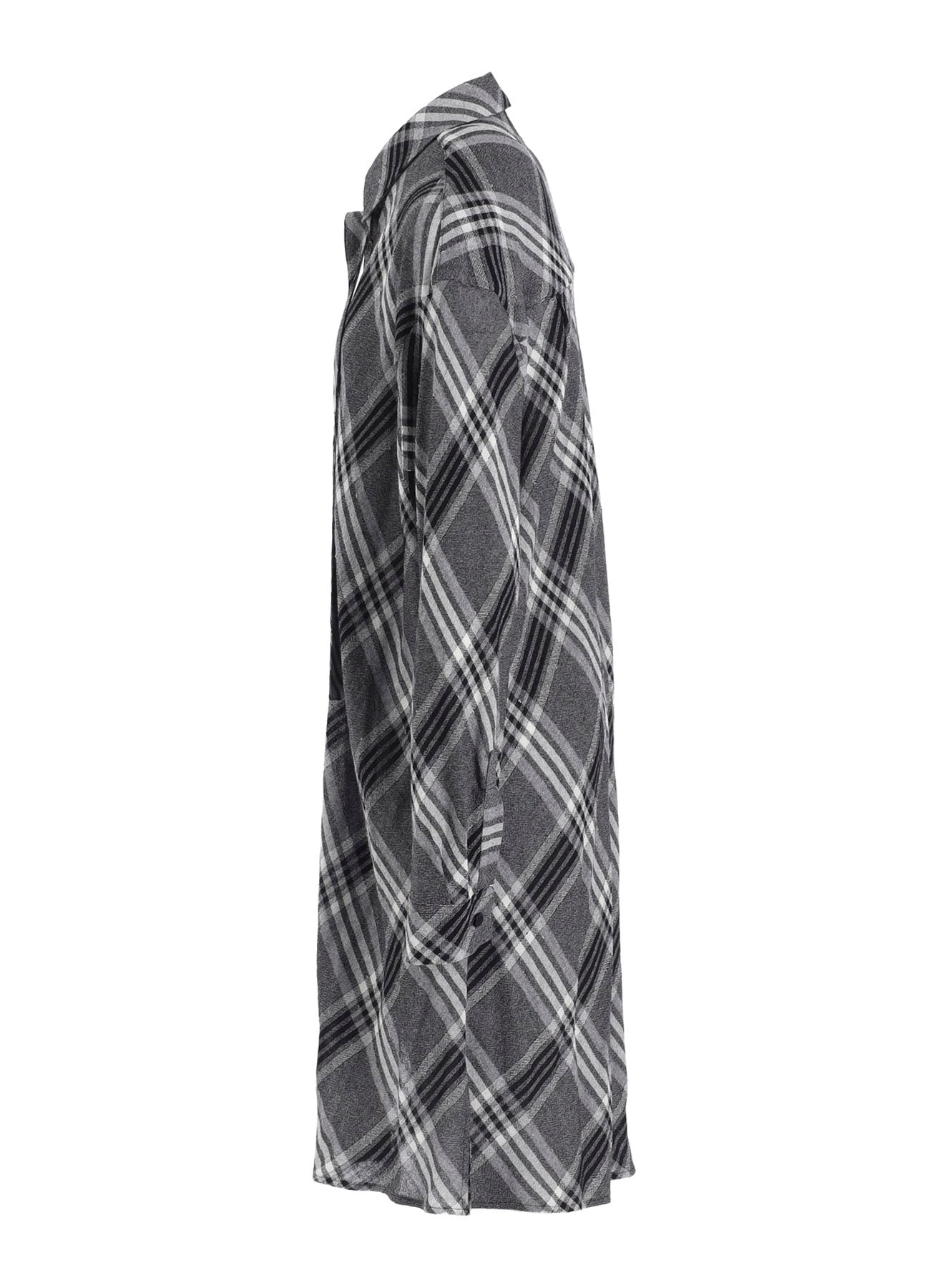 GAUZE PLAID HANGING PLACKET BLOUSE