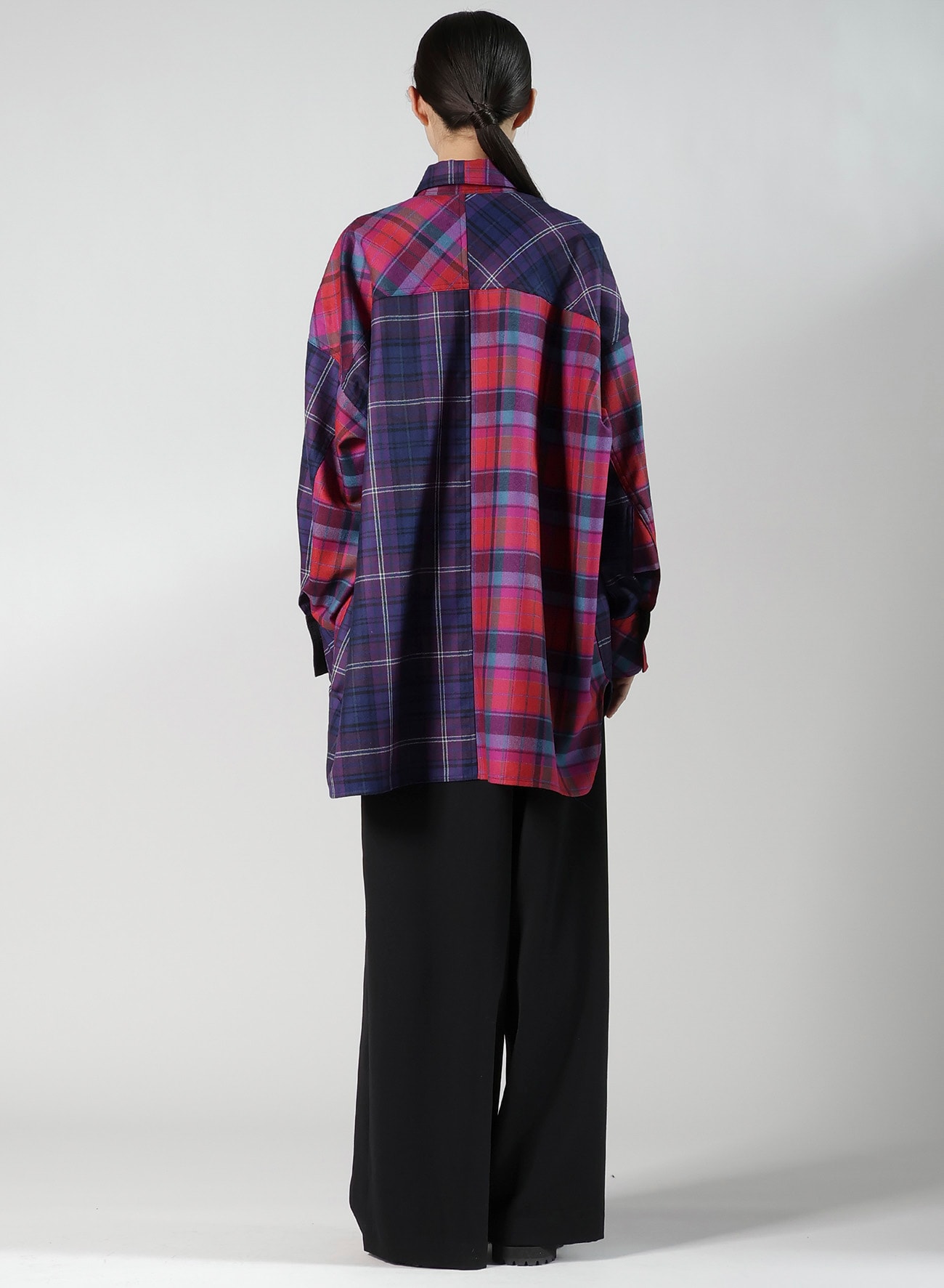 PLAID SHIRT COLLAR BLOUSE