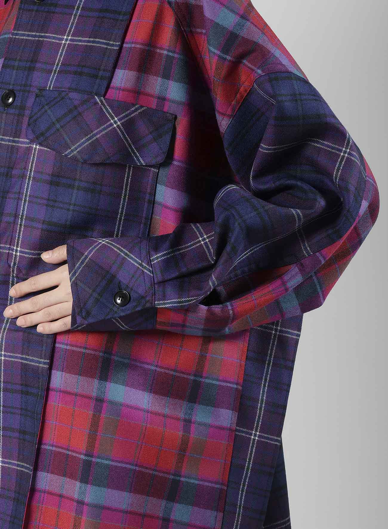 PLAID SHIRT COLLAR BLOUSE