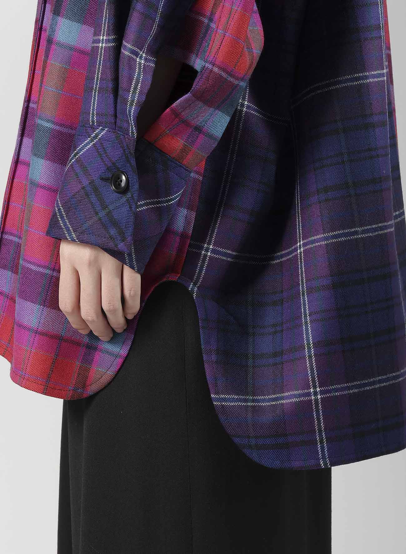 PLAID SHIRT COLLAR BLOUSE