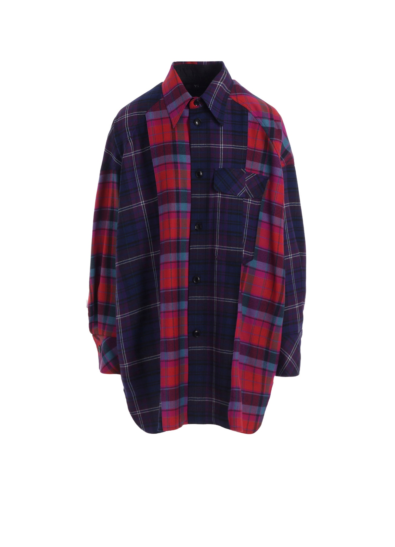 PLAID SHIRT COLLAR BLOUSE
