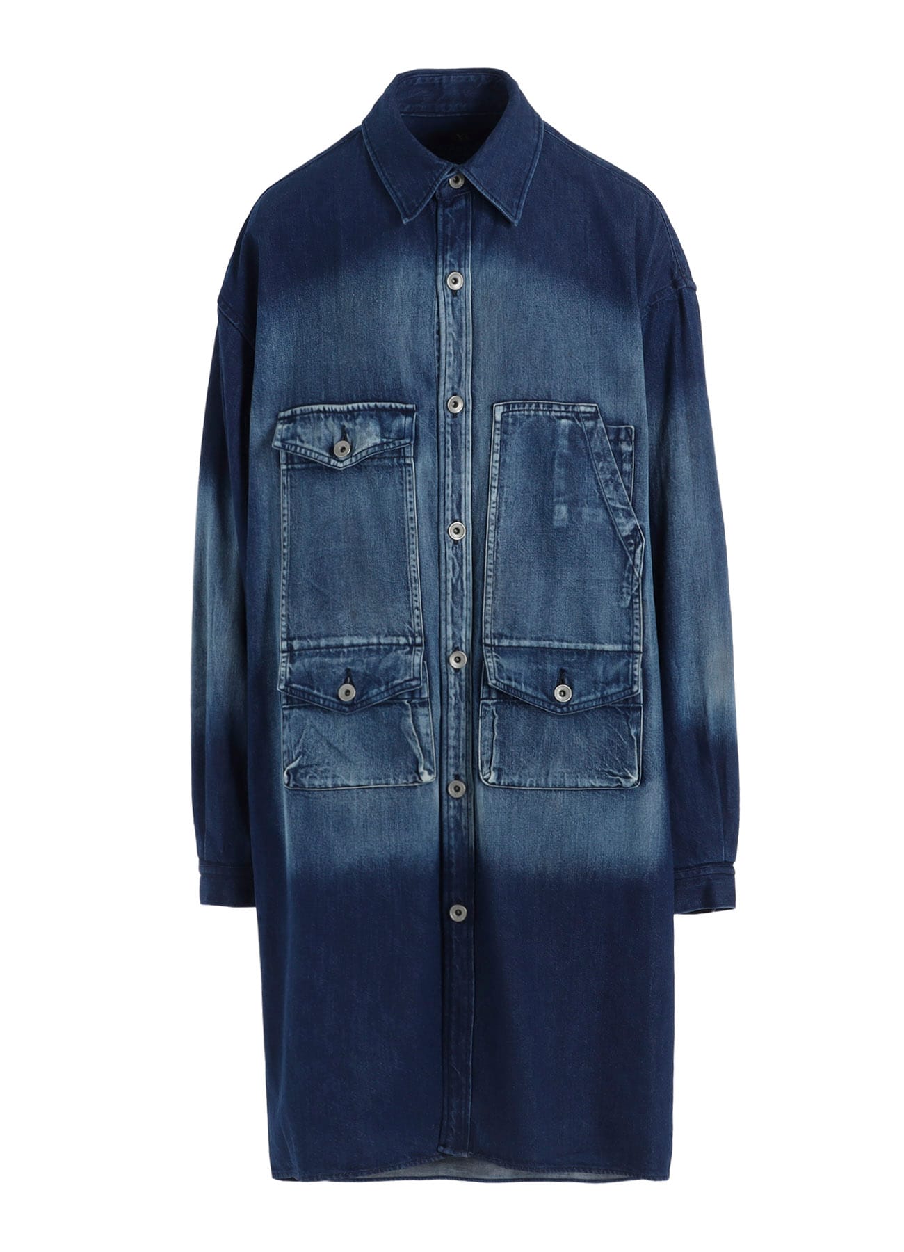 SPOTTED DENIM BIG GOWN BLOUSE