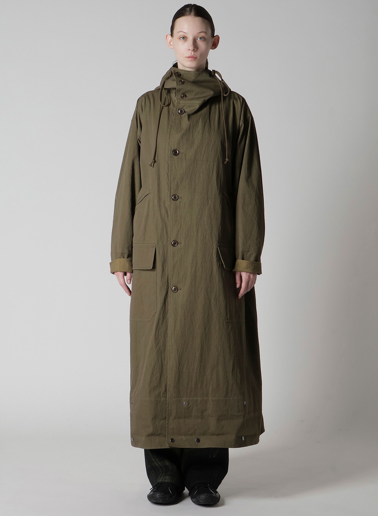 COTTON NYLON GABARDINE MILITARY COAT