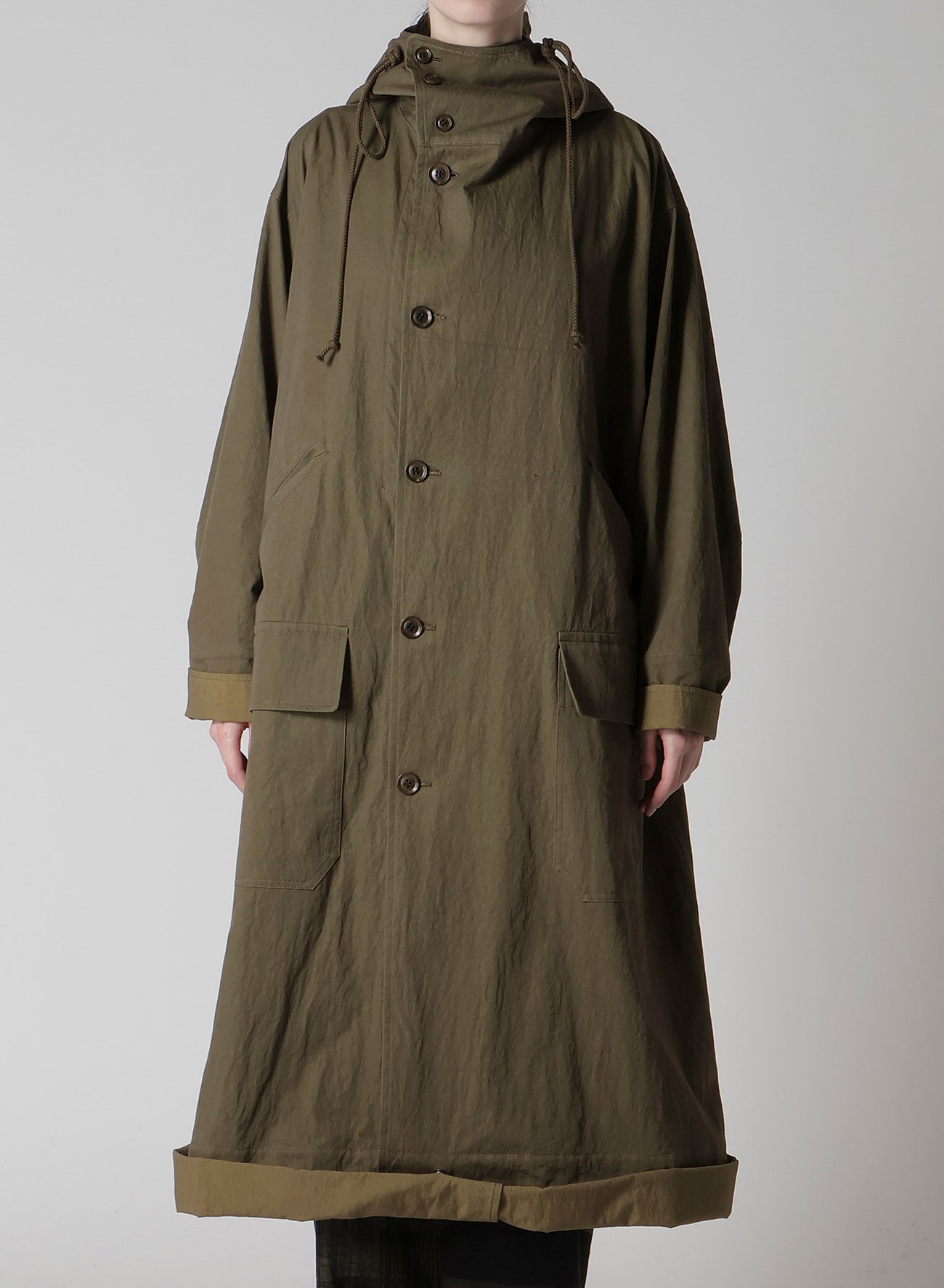 COTTON NYLON GABARDINE MILITARY COAT