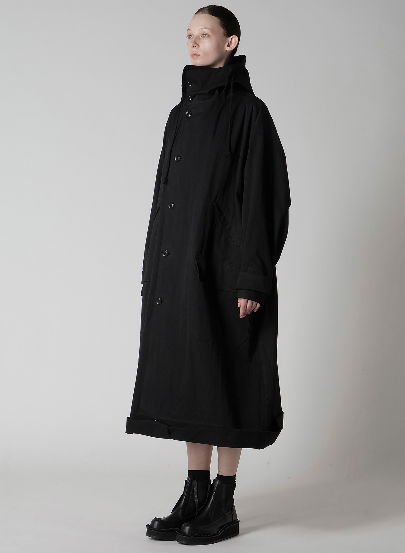 COTTON NYLON GABARDINE MILITARY COAT