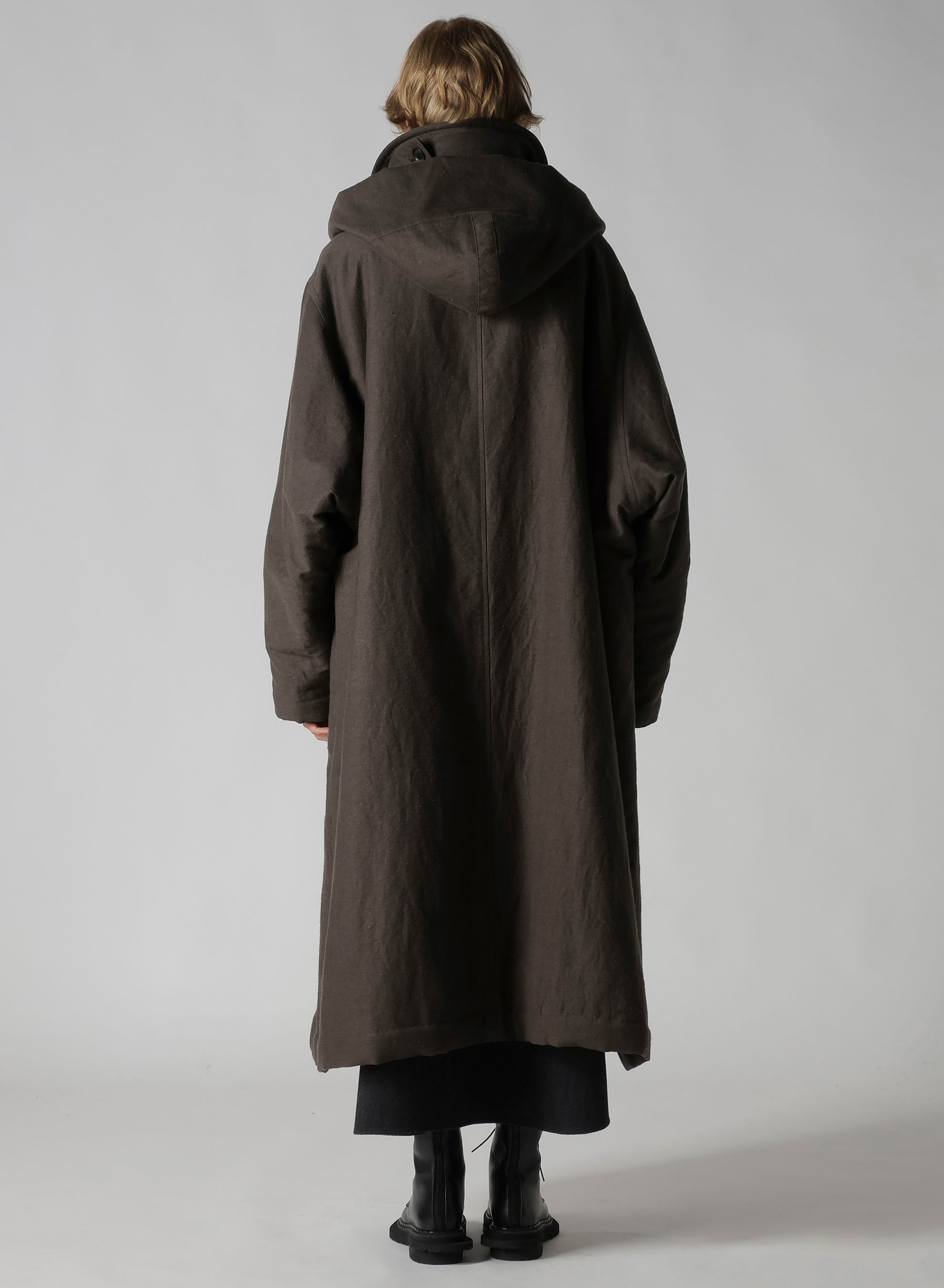 COTTON/FLAX MOLESKIN DETACHABLE HOODIE COAT