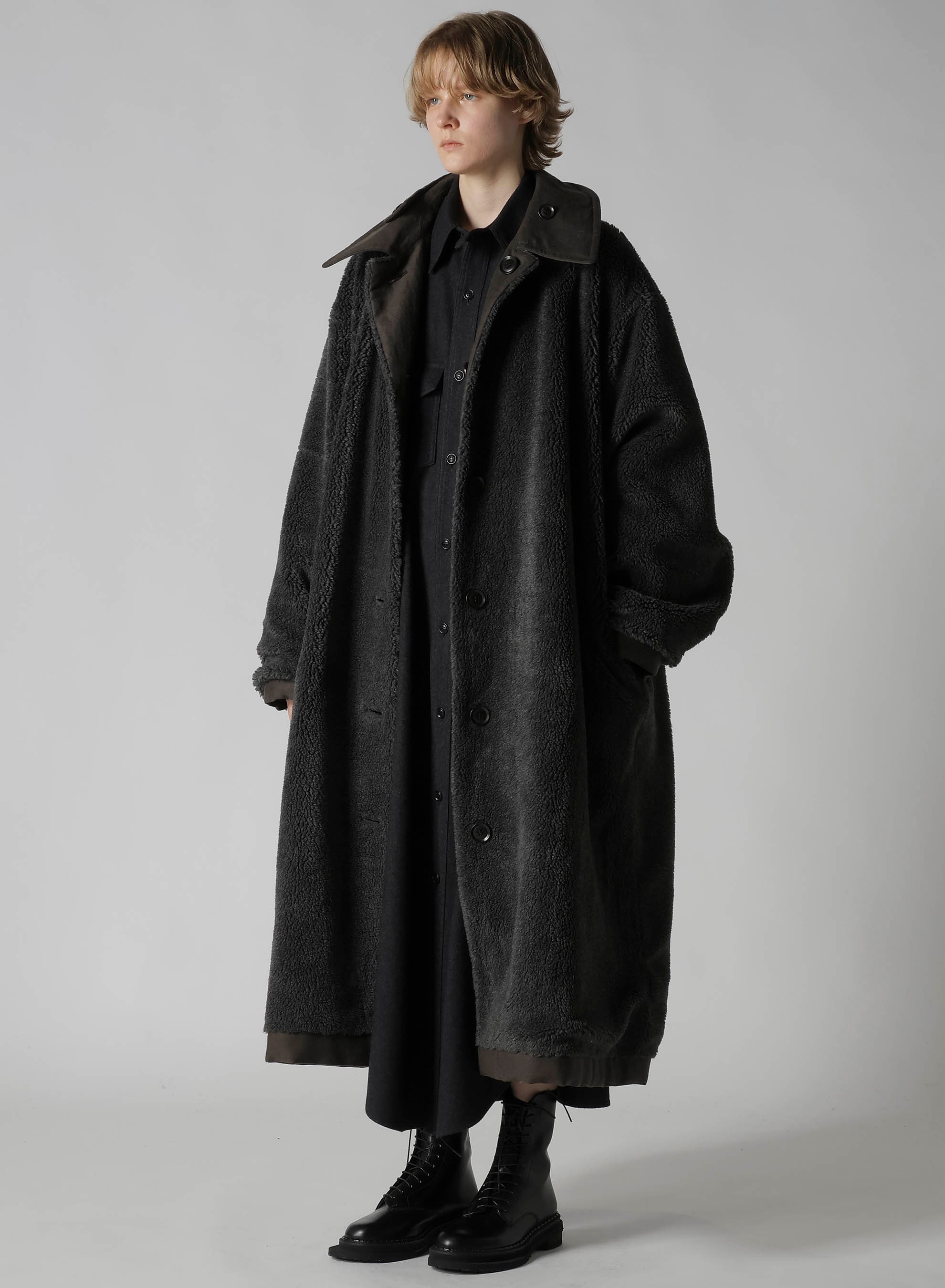 COTTON/FLAX MOLESKIN DETACHABLE HOODIE COAT