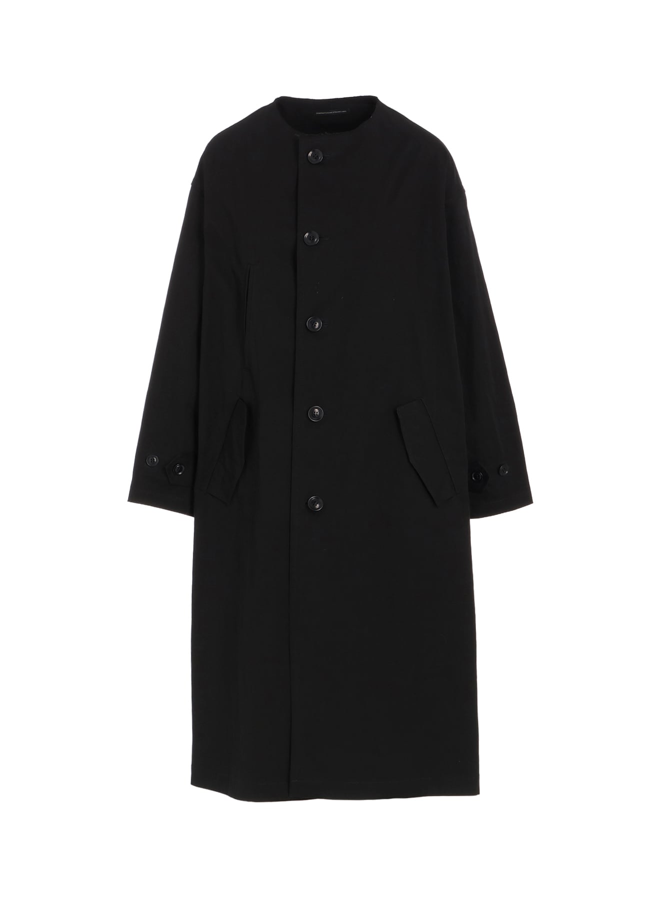 COTTON NYLON GABARDINE COLLARLESS COAT