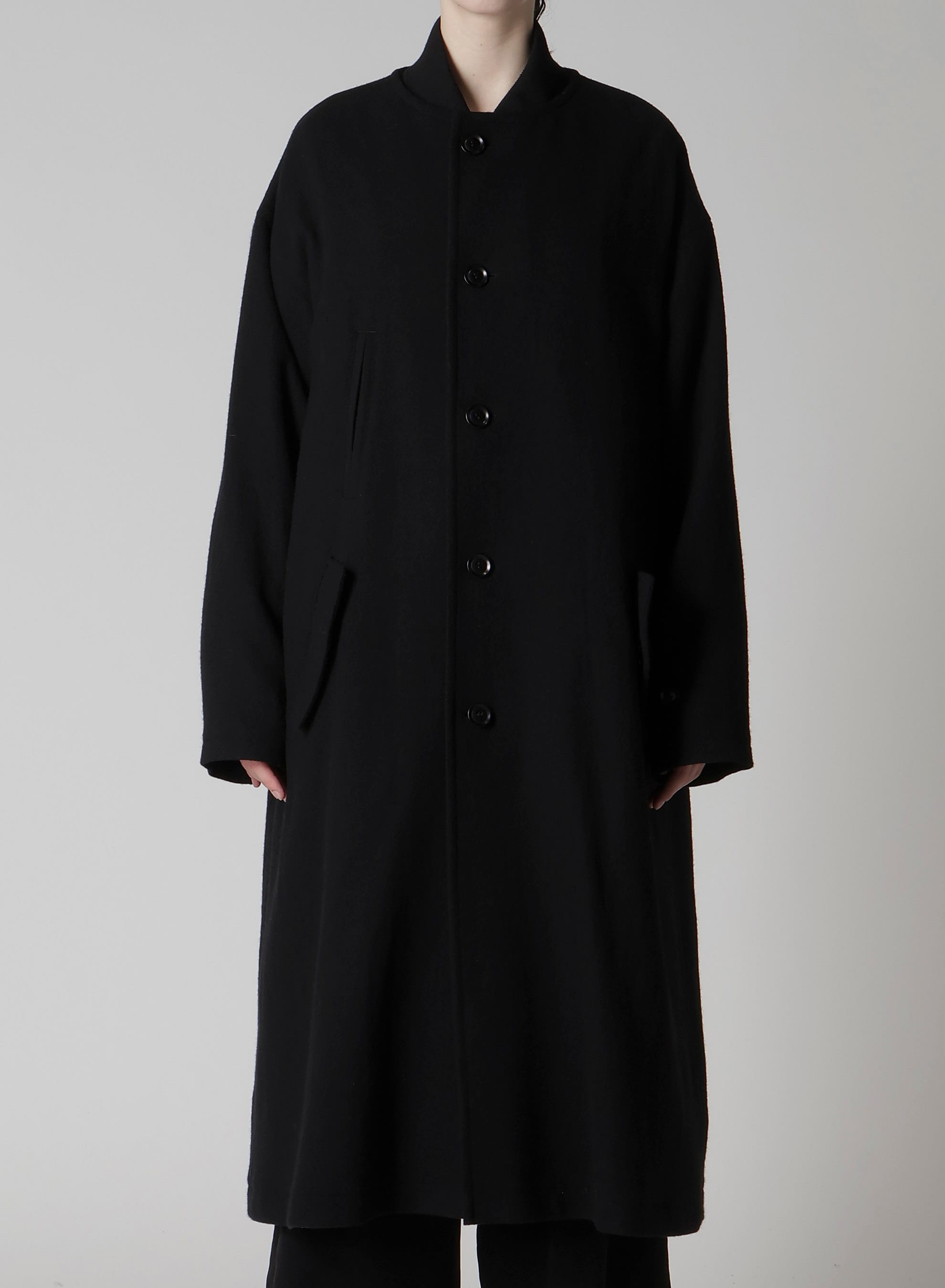 TOP VINTAGE FLANNEL COLLARLESS COAT