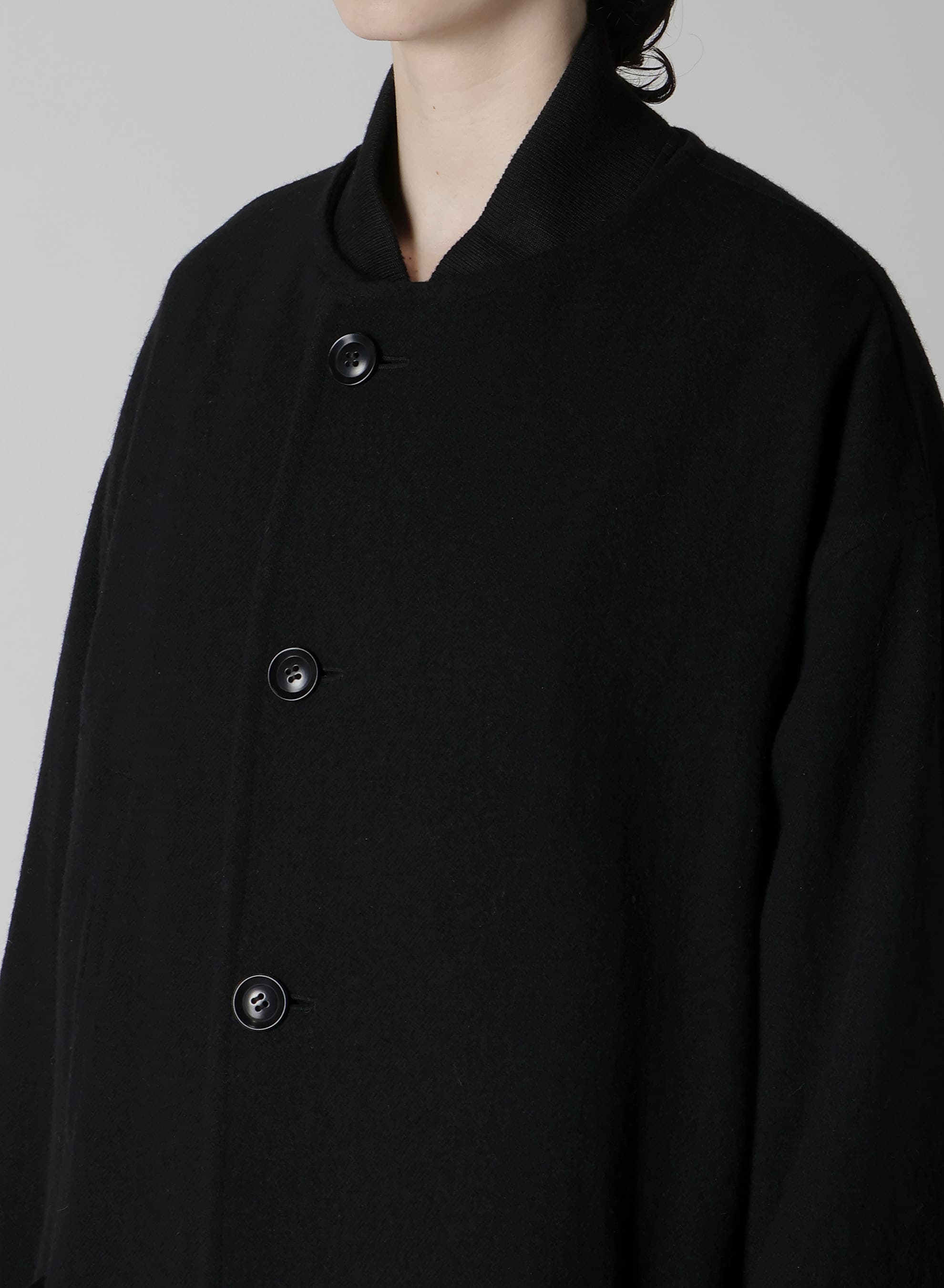 TOP VINTAGE FLANNEL COLLARLESS COAT