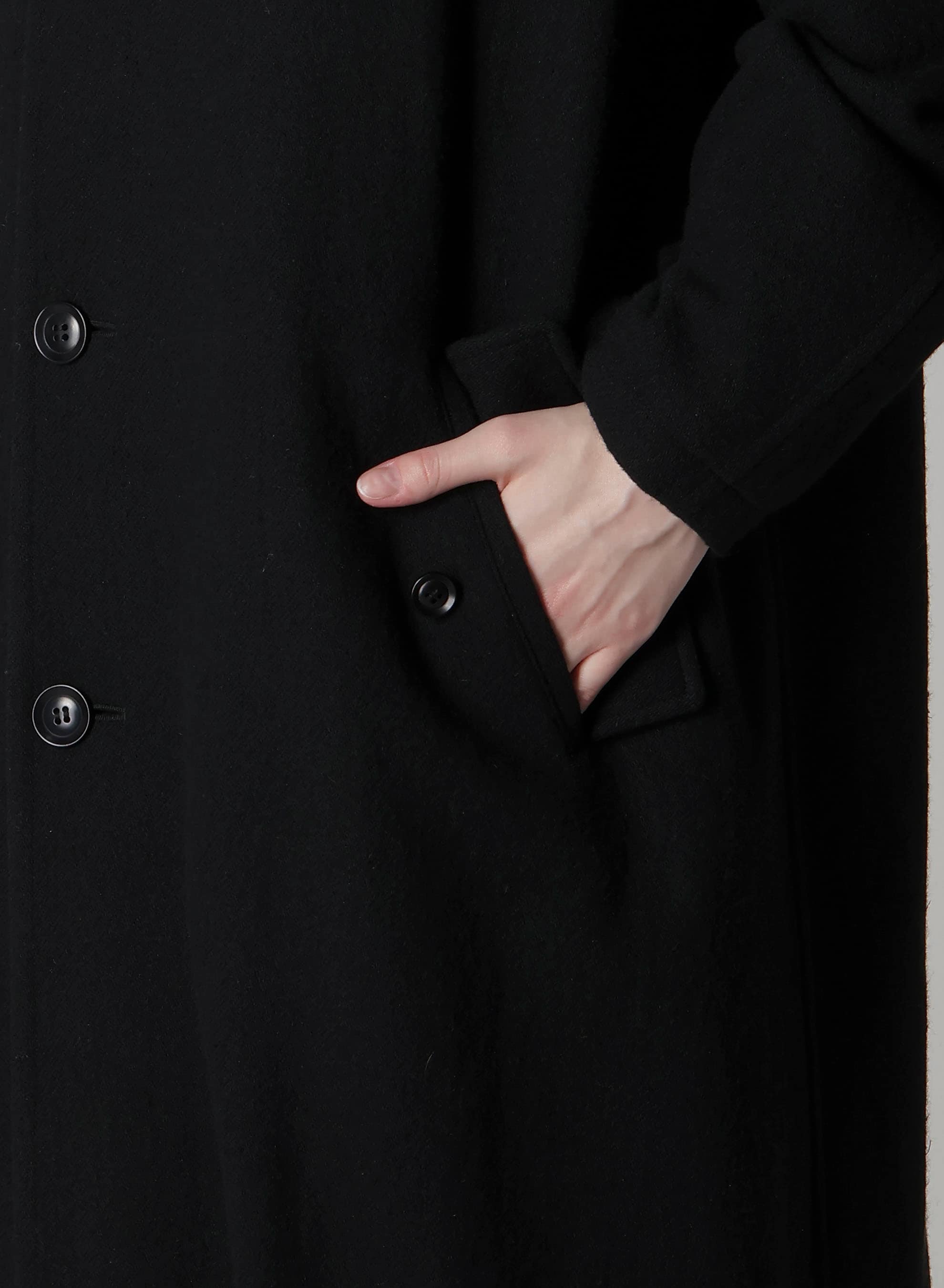 TOP VINTAGE FLANNEL COLLARLESS COAT