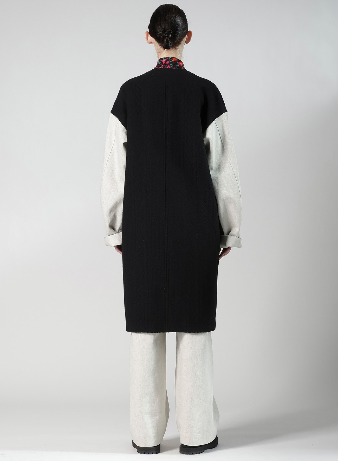 CABLE JQ KNIT COLLERLESS COAT