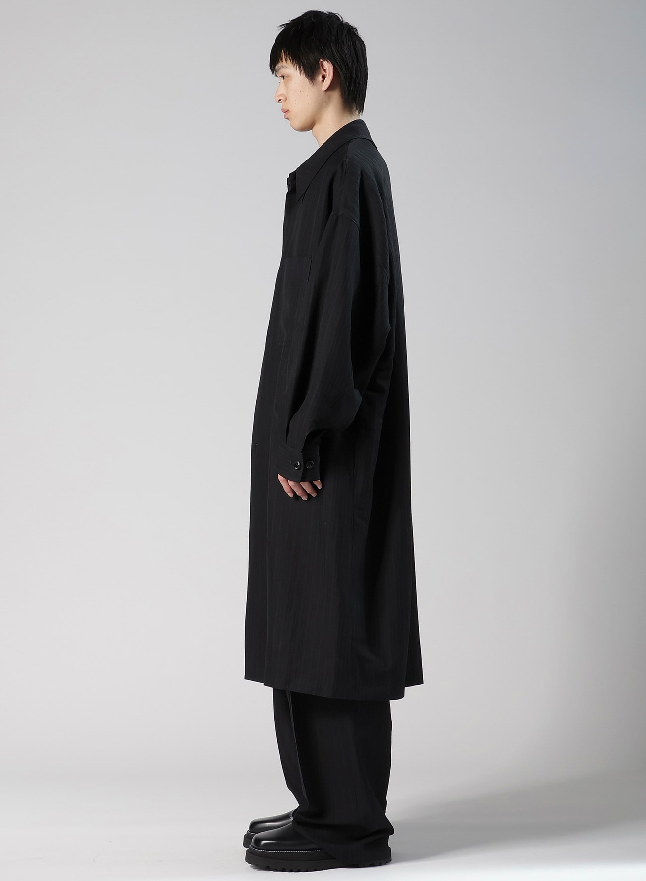 VISCOSE TWEED STRIPE LONG COAT